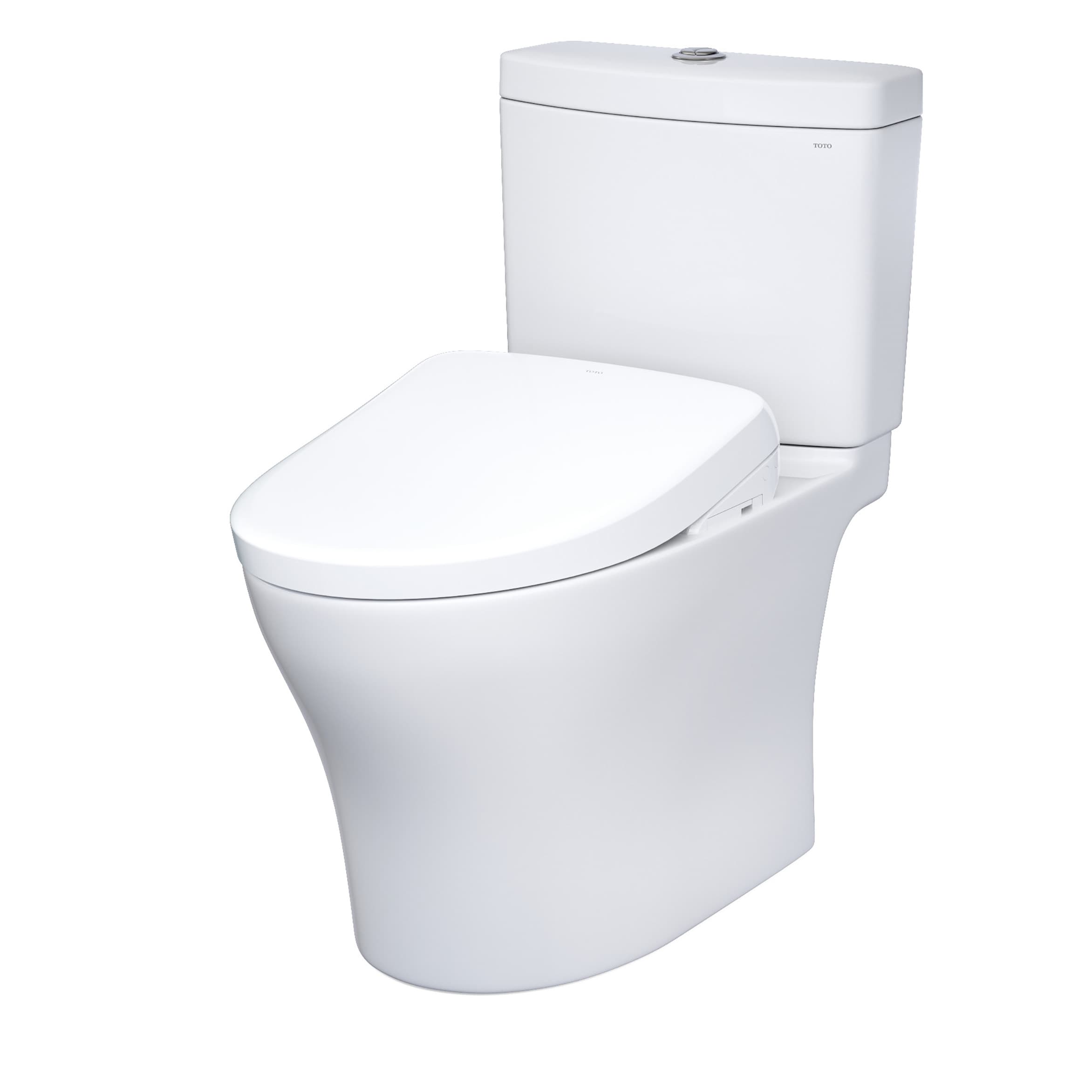 TOTO Aquia Algodón Blanco Bidet de altura de silla alargada de doble descarga de 2 piezas con descarga en bruto de 12 pulgadas y 1.28 GPF MW4464726CEMFGNA-01