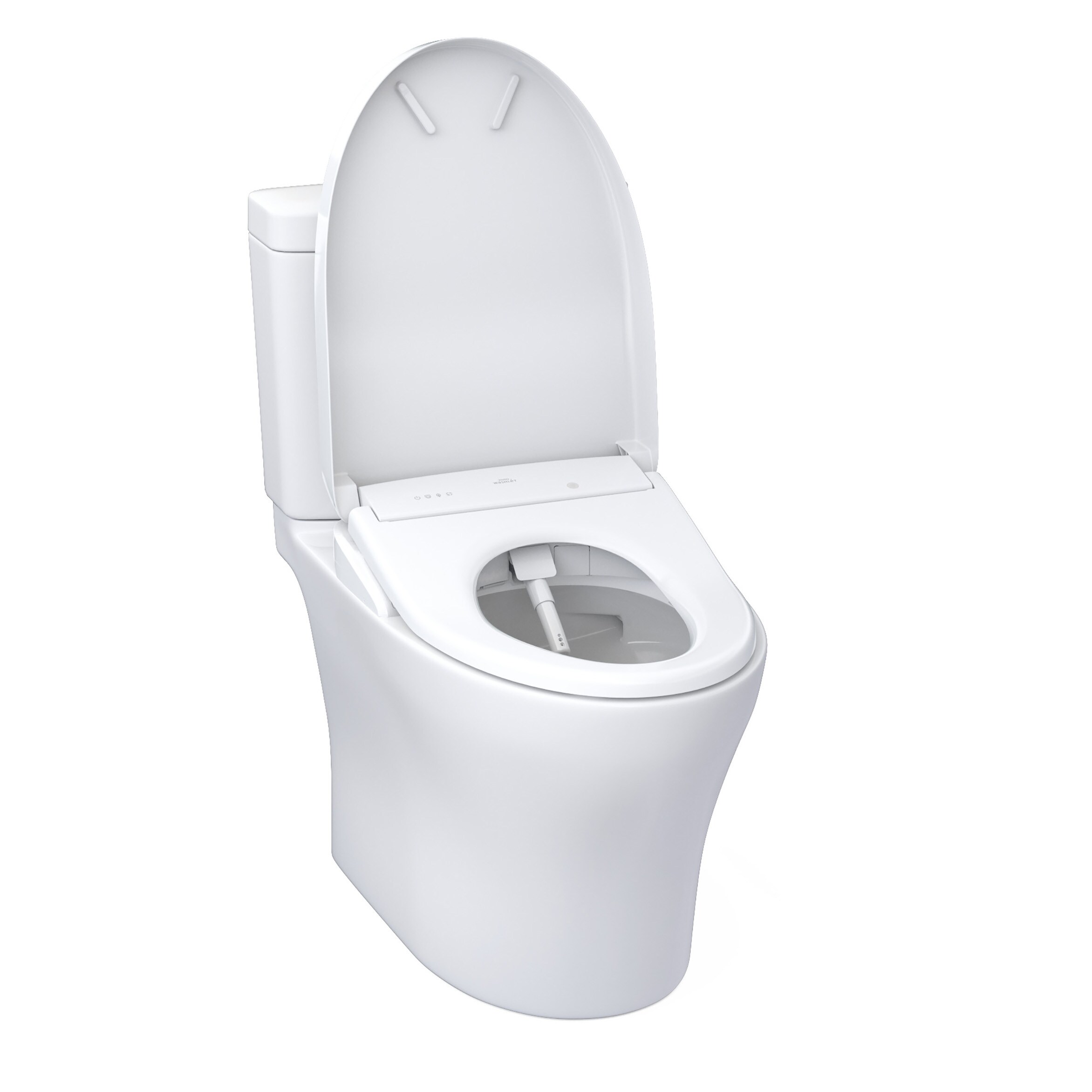 TOTO Aquia Algodón Blanco Bidet de altura de silla alargada de doble descarga de 2 piezas con descarga en bruto de 12 pulgadas y 1.28 GPF MW4464726CEMFGNA-01