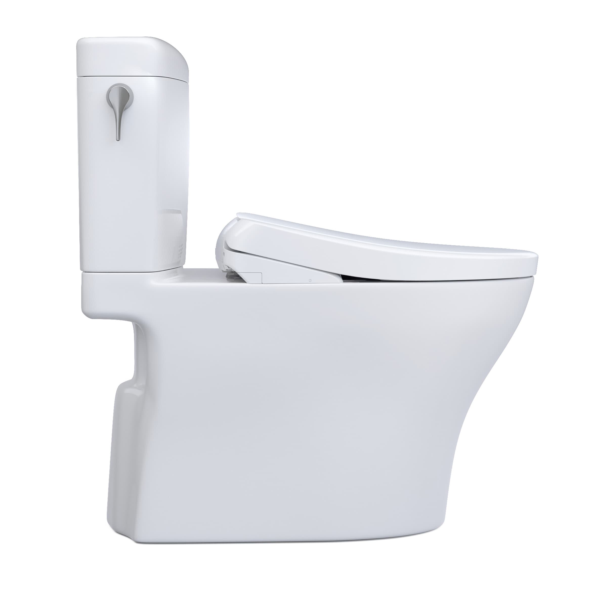 Bidet de altura estándar alargado de doble descarga en algodón blanco TOTO Aquia con etiqueta WaterSense de 1.28 GPF y 12 pulgadas de montaje áspero MW4364726CEMFGNA-01.