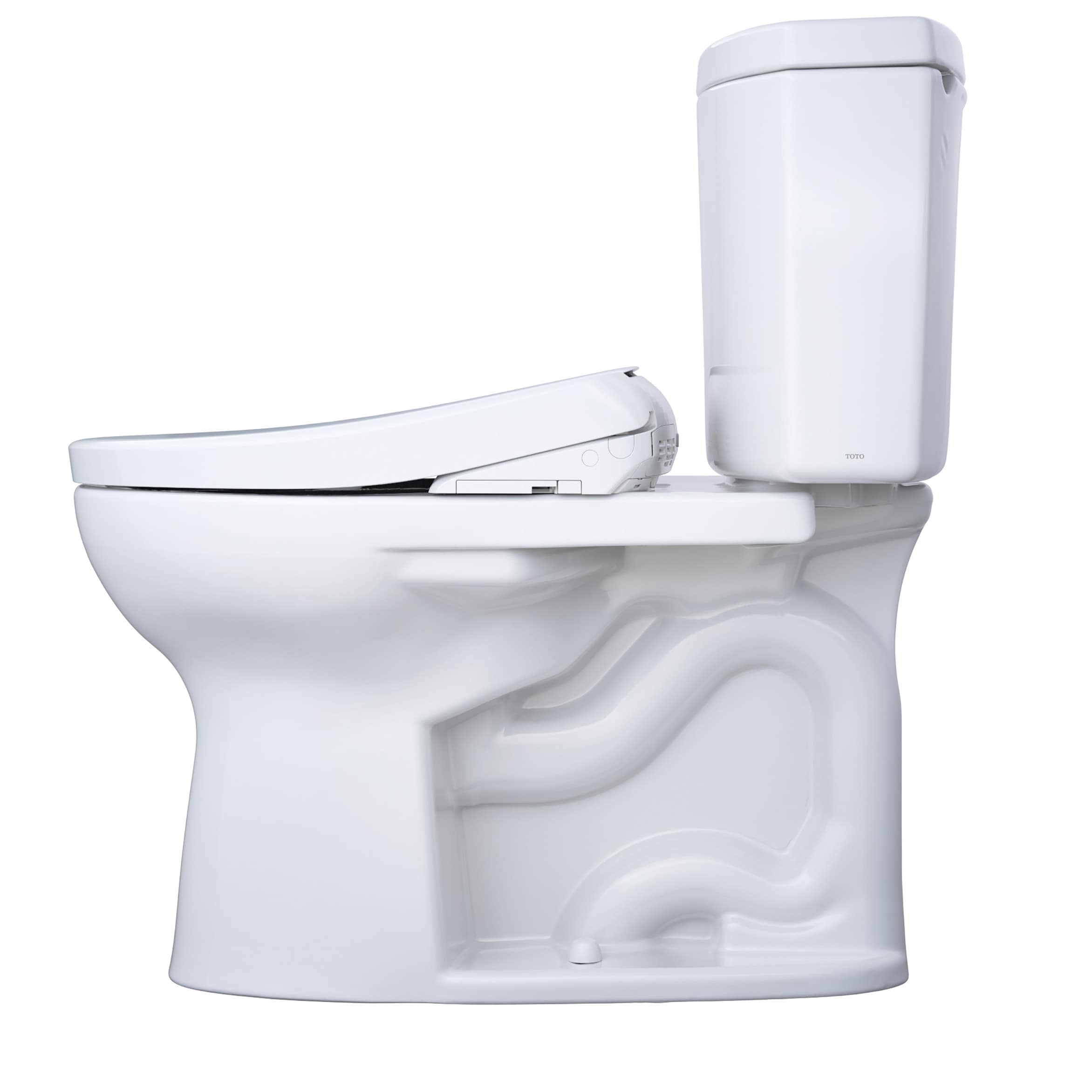 TOTO WASHLET+ Blanco Algodón Individual Alargado Altura de Silla Suave cierre Bidet de 2 piezas de 12 pulgadas de alcance y 1.28 GPF MW4544726CEFGA-01