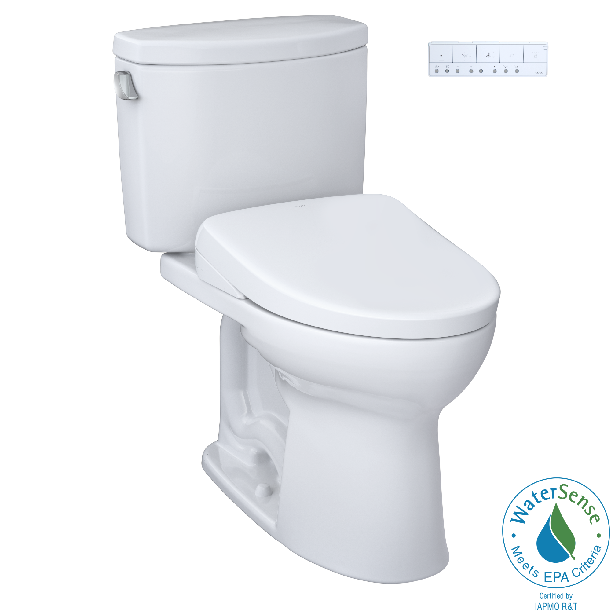 TOTO WASHLET+ Blanco Algodón Individual Alargado Altura de Silla Suave cierre Bidet de 2 piezas de 12 pulgadas de alcance y 1.28 GPF MW4544726CEFGA-01