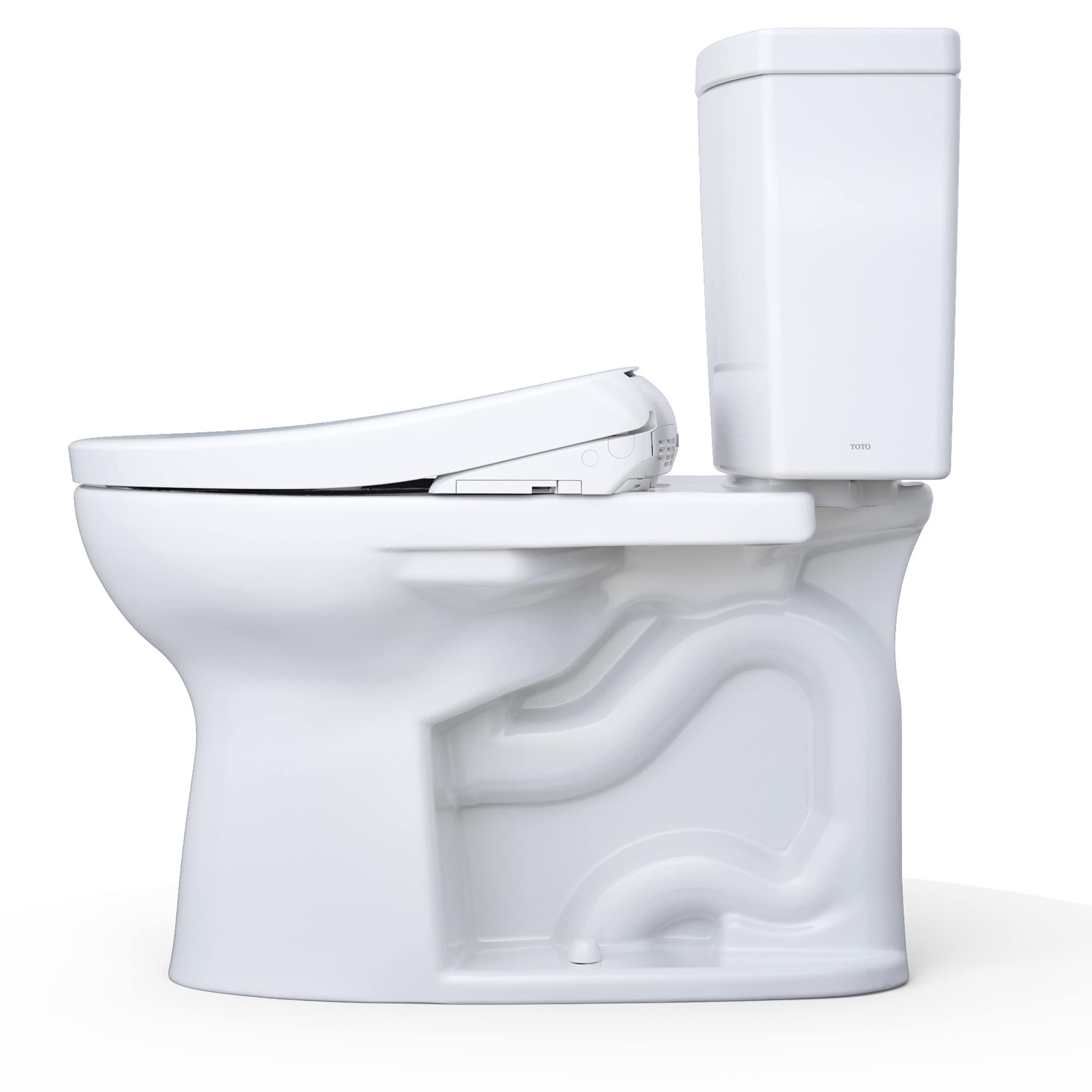 TOTO WASHLET+ Algodón Blanco Sencillo Alargado Altura estándar Cierre suave Juego de bidé de 2 piezas con descarga de 12 pulgadas y 1.6 GPF MW4544726CUFGA-01