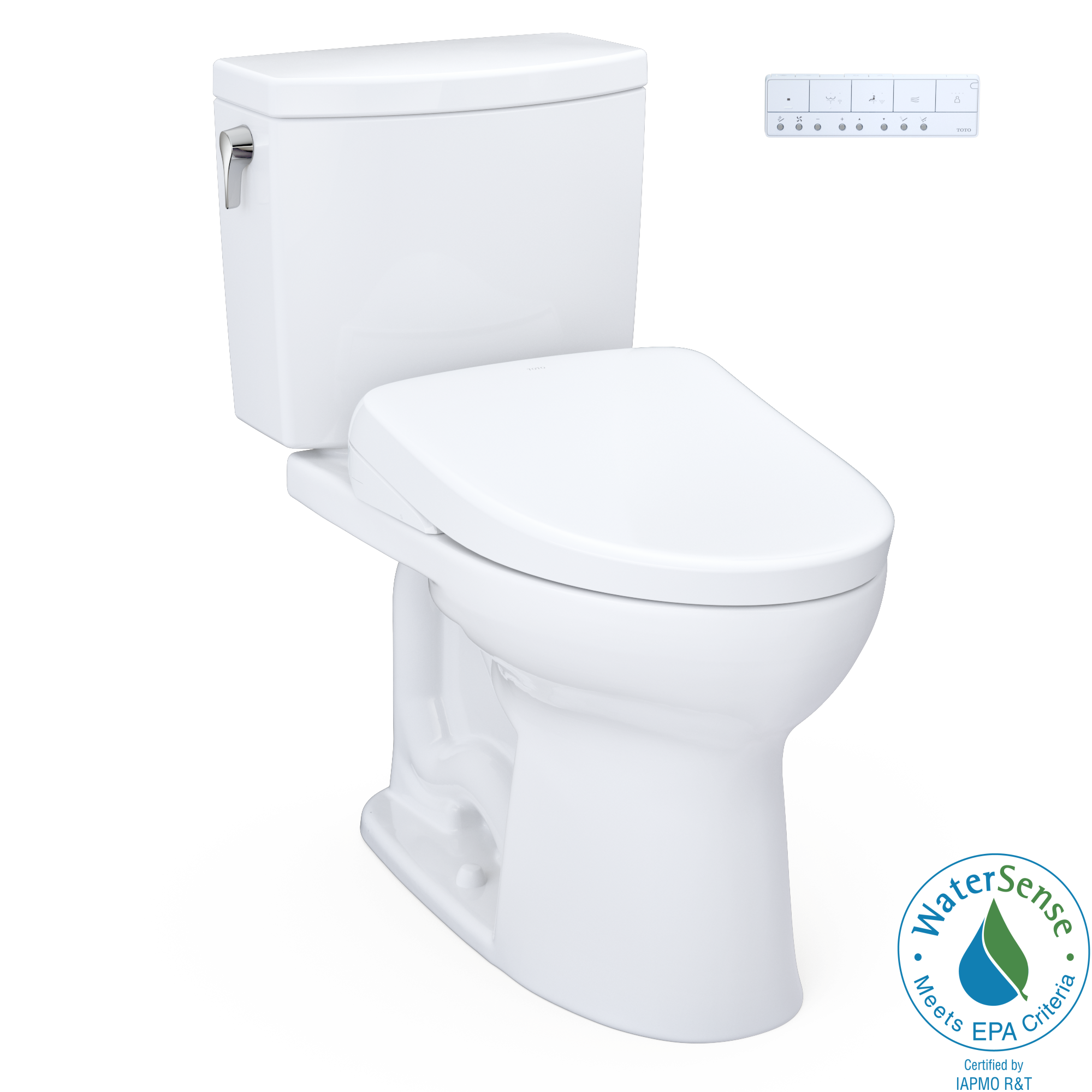 TOTO WASHLET+ Algodón Blanco Sencillo Alargado Altura estándar Cierre suave Juego de bidé de 2 piezas con descarga de 12 pulgadas y 1.6 GPF MW4544726CUFGA-01