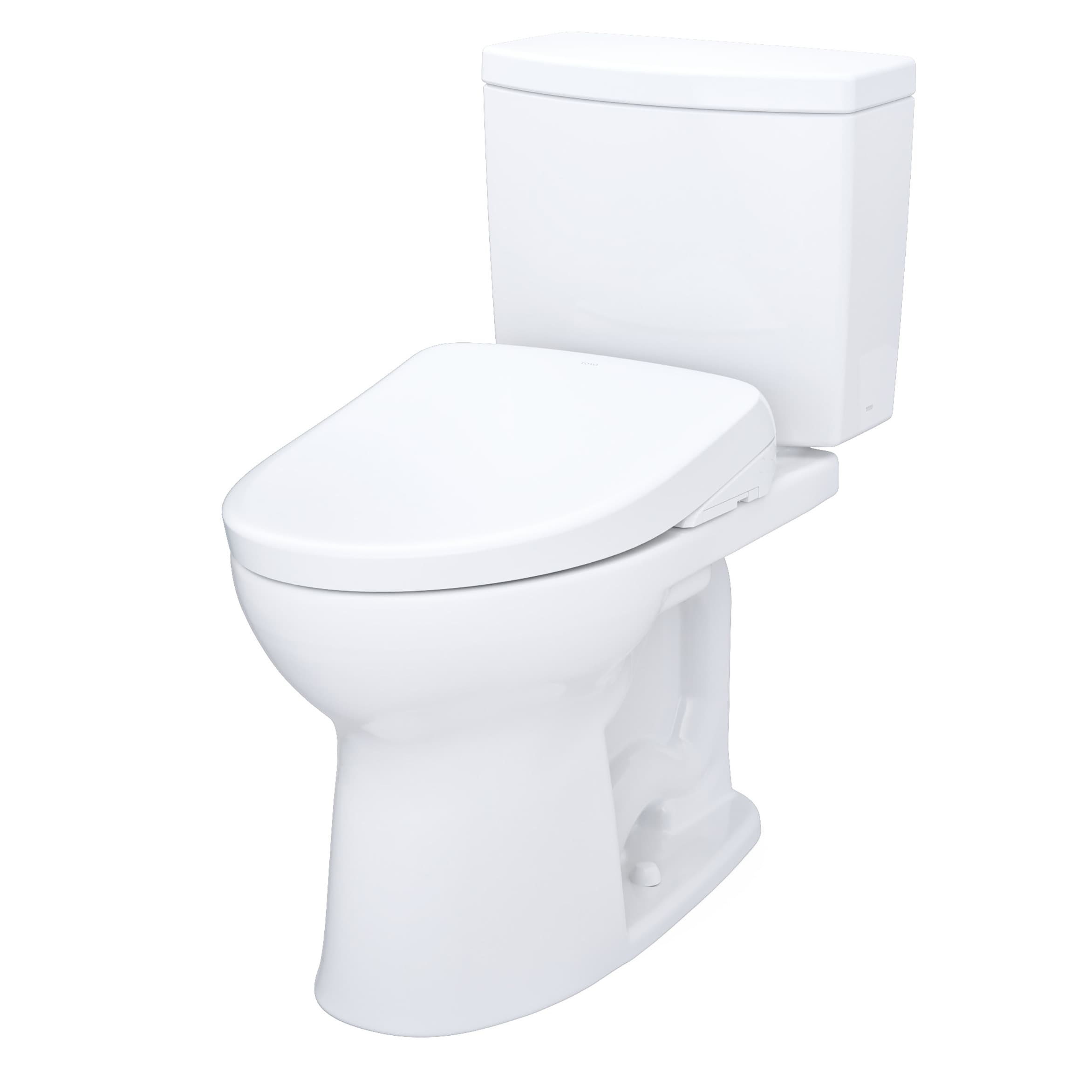 TOTO WASHLET+ Algodón Blanco Sencillo Alargado Altura estándar Cierre suave Juego de bidé de 2 piezas con descarga de 12 pulgadas y 1.6 GPF MW4544726CUFGA-01