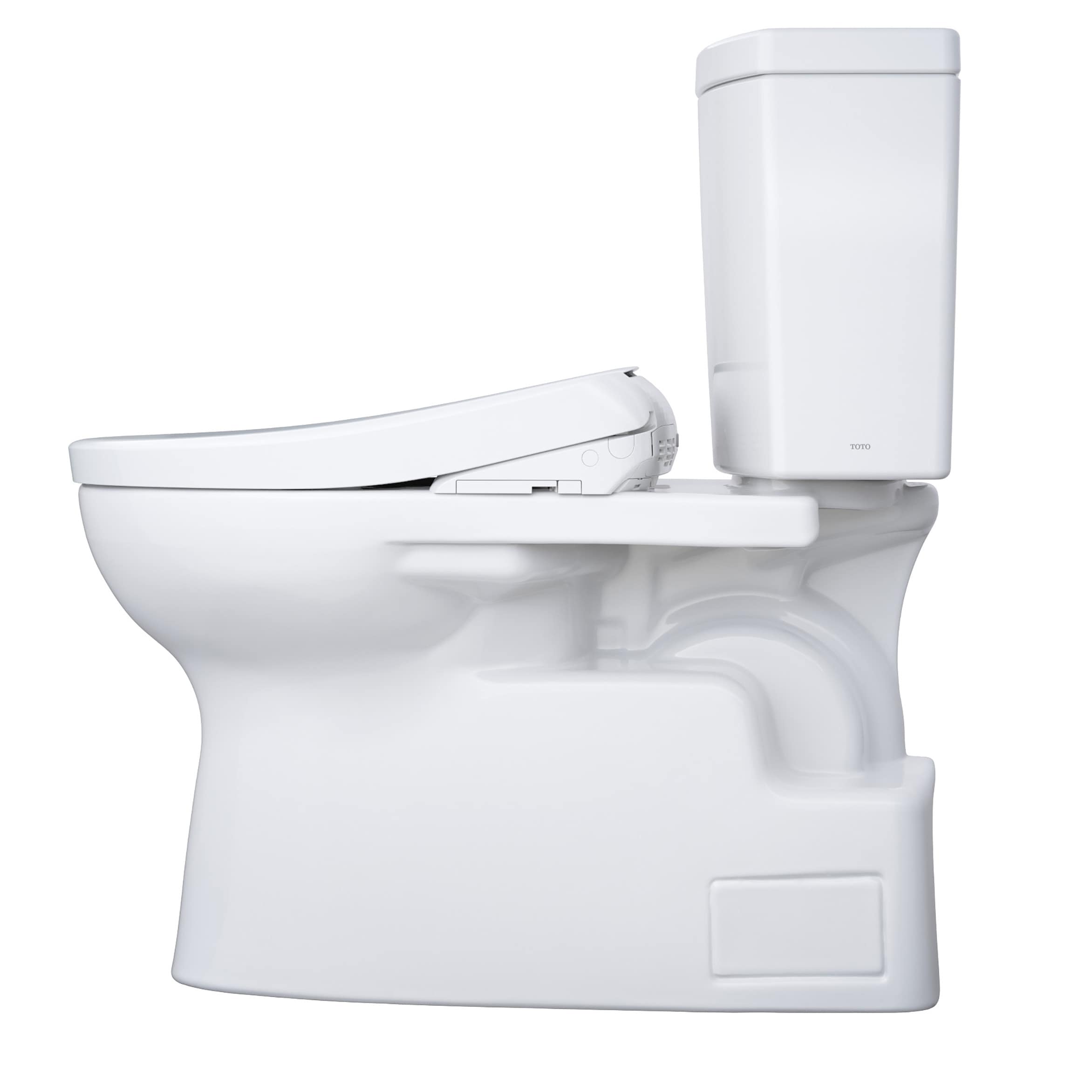 TOTO WASHLET+ Blanco Algodón Individual Alargado Altura de Silla Suave Cierre Lento Bidet de 2 Piezas Distancia de 12 pulgadas Descarga de 1.0 GPF MW4744726CUFG-01