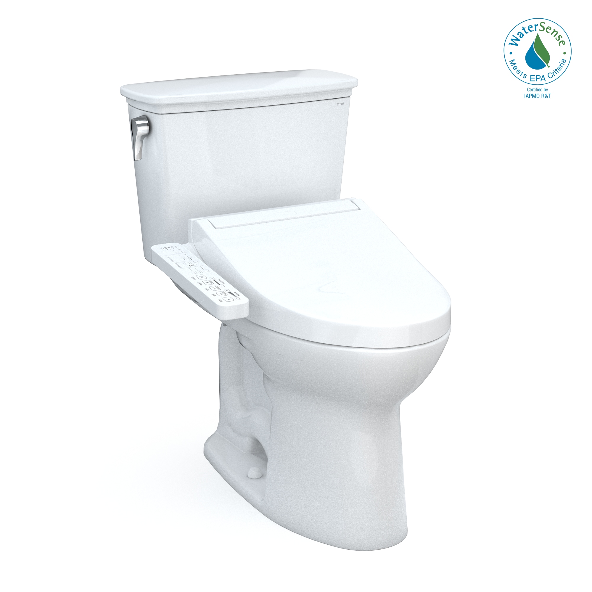 TOTO Drake Algodón Soltero Alargado Altura Estándar Cierre Suave Bidet de 2 Piezas con Rough-In de 10 Pulgadas Etiqueta WaterSense de 1.28 GPF MW7863074CEFG.10-01.
