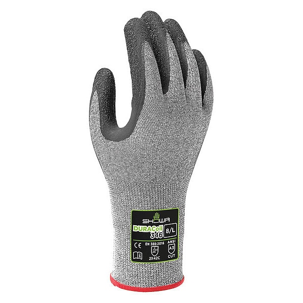 Guantes recubiertos resistentes al corte Showa, Nivel de corte A3, 13 ga, color gris, XL (9) - 346XL-09