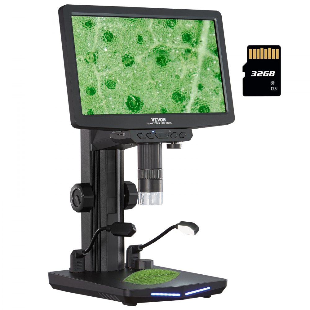 VEVOR 7" HDMI LCD Digital Microscope for Adults, Soldering Electron Microscope 1200X with IPS Screen, 8 LED Lights, 2 Flexible Side Lights, PC View, USB Coin Microscope for Windows/MacOS/TV, 32GB - TSSMXWJ7INCHMAAIAV9