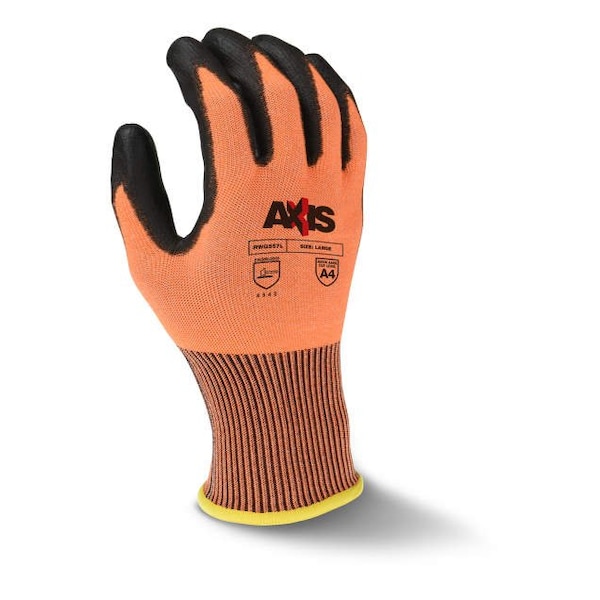 Guantes de palma de poliuretano resistente al corte Radians Radian® Axis™, naranja/negro, S, 1 par - RWG557S