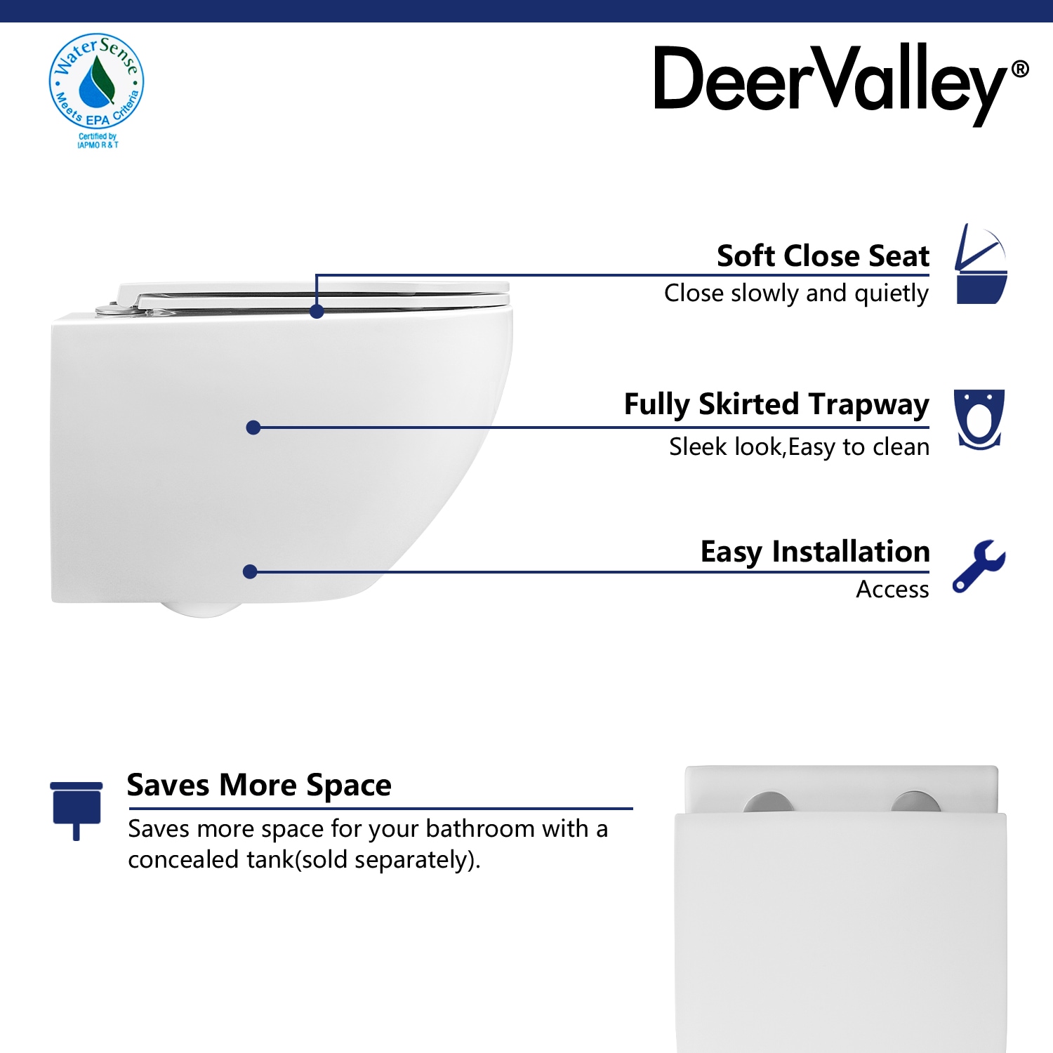 Inodoro suspendido alargado DeerValley Liberty Blanco DV-1F0070