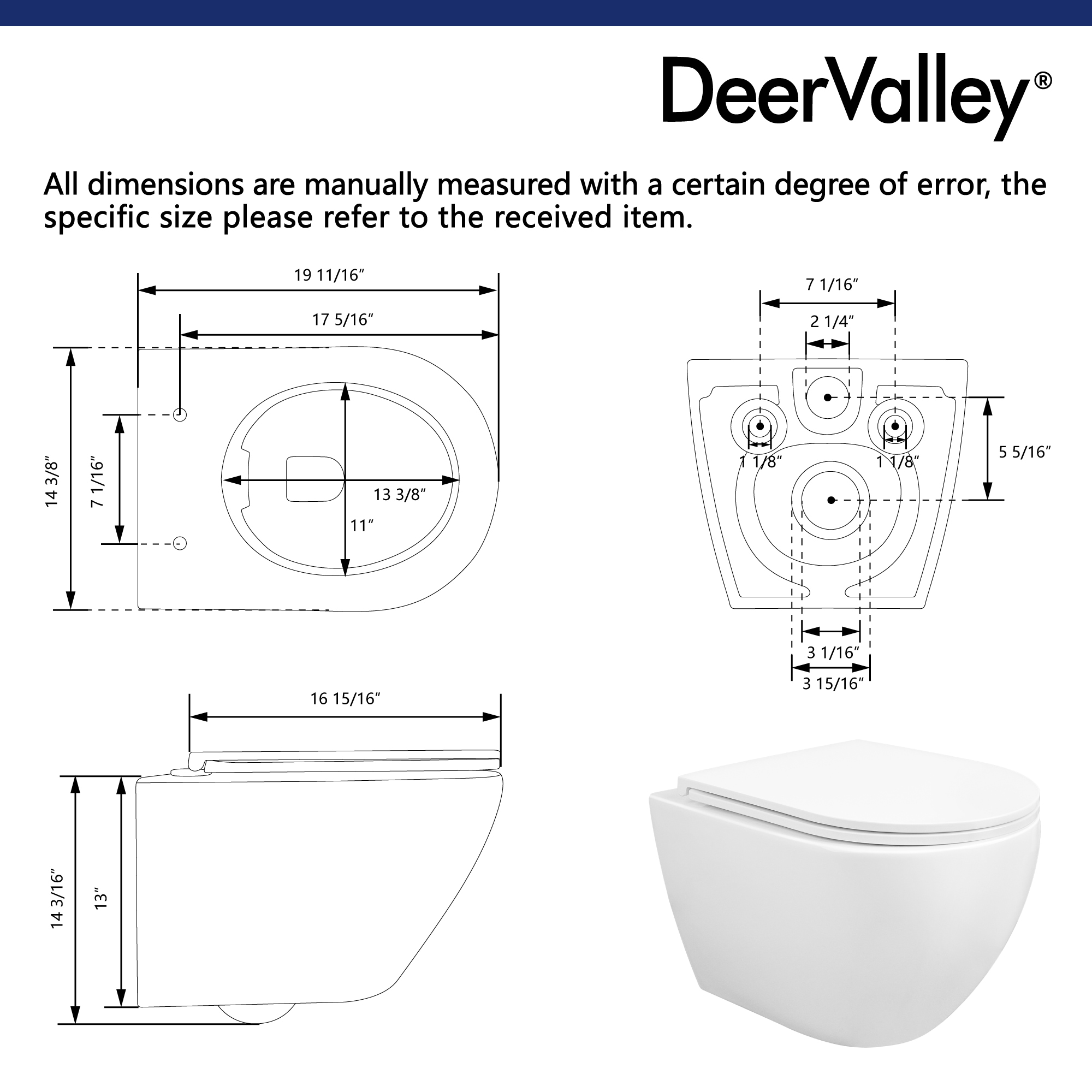 Inodoro suspendido alargado DeerValley Liberty Blanco DV-1F0070