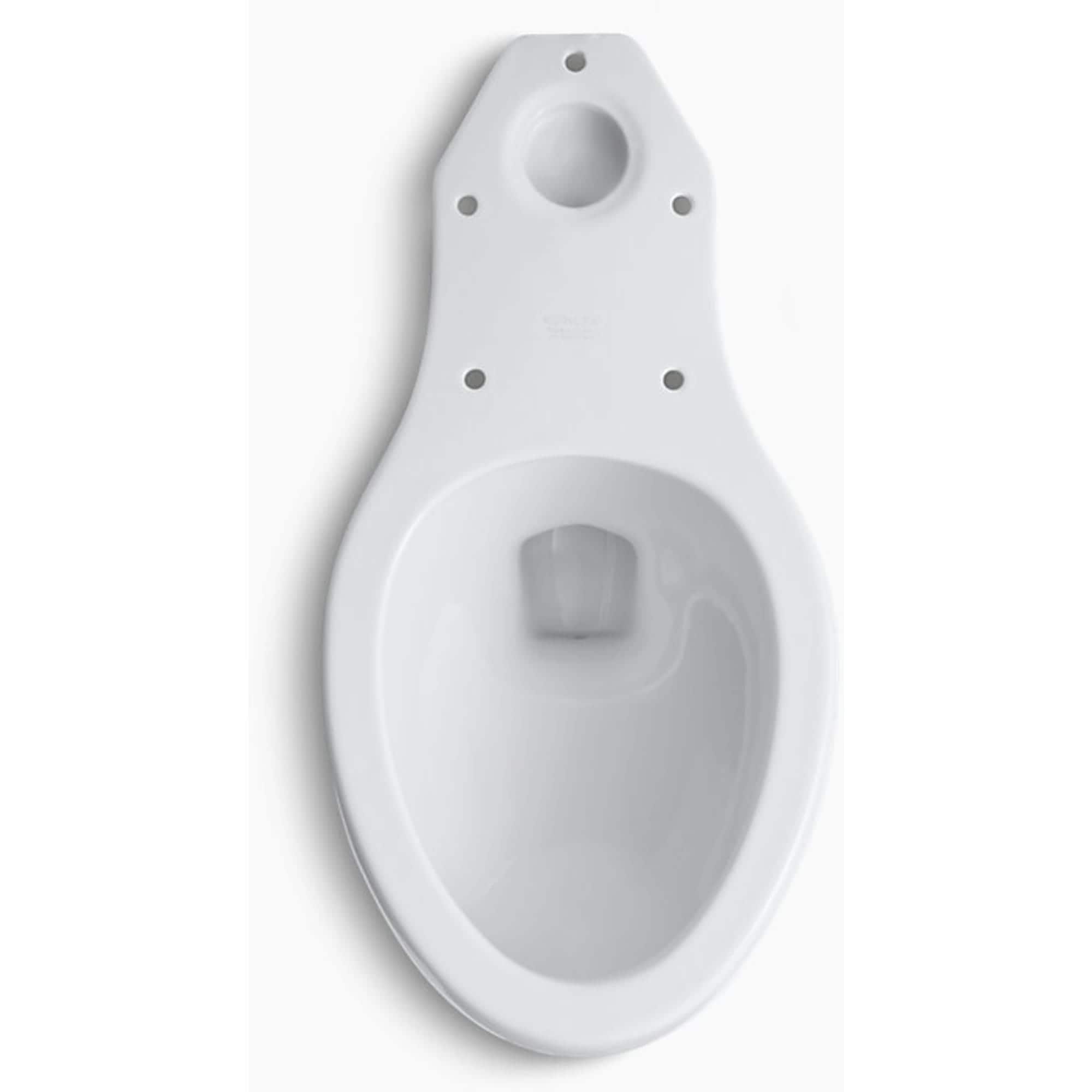 Taza de baño comercial alargada en color blanco de altura de silla Highline de KOHLER con descarga de 12 pulgadas.