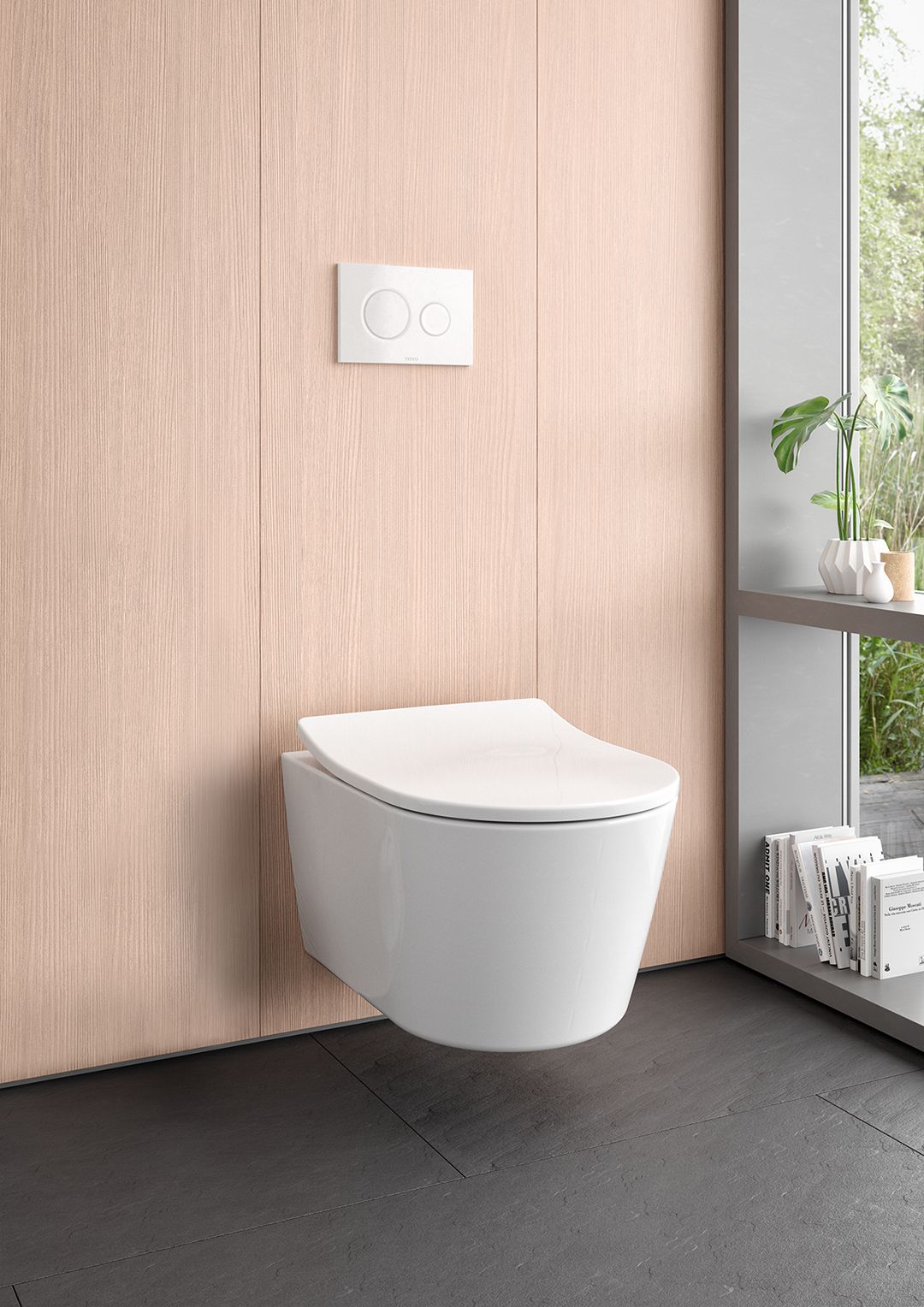 Taza de baño alargada de montaje en pared en blanco de algodón TOTO CT447CFG-01