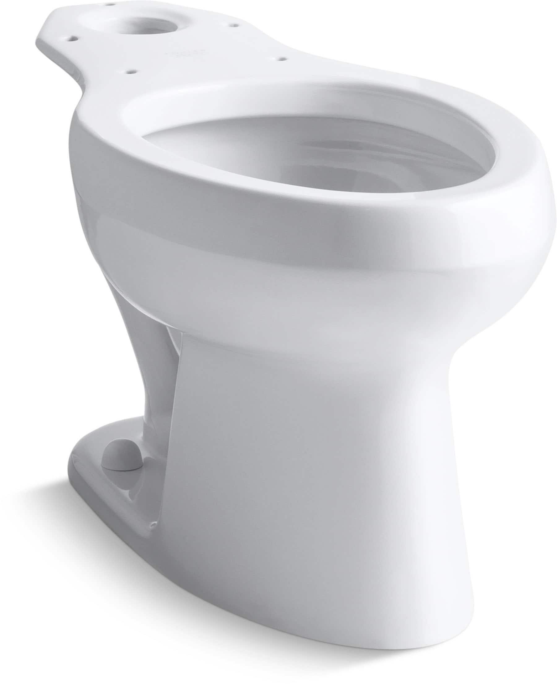 Taza de baño estándar comercial elongada de altura estándar en color blanco Kohler Wellworth con descarga de 12 pulgadas.
