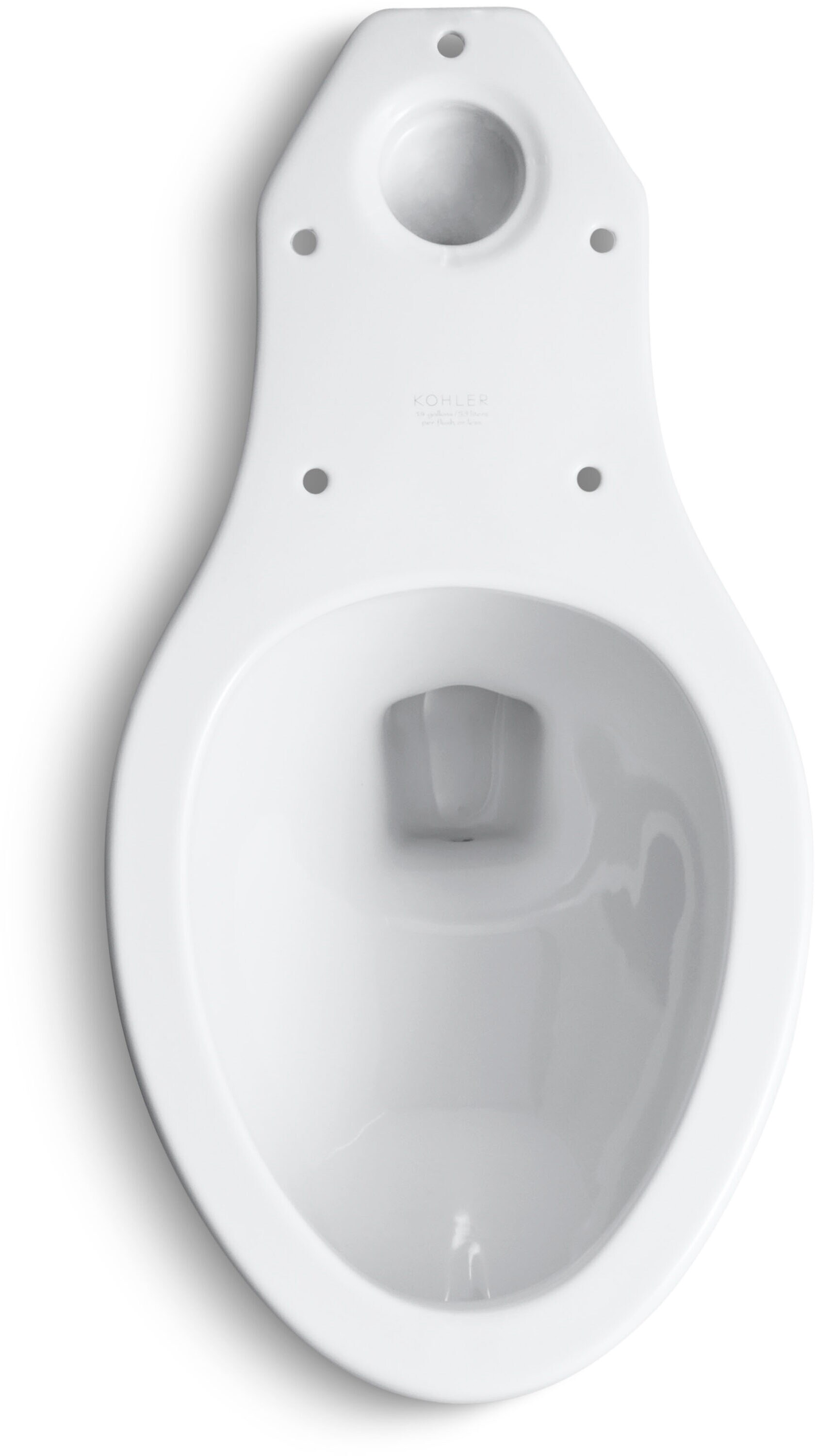 Taza de baño estándar comercial elongada de altura estándar en color blanco Kohler Wellworth con descarga de 12 pulgadas.