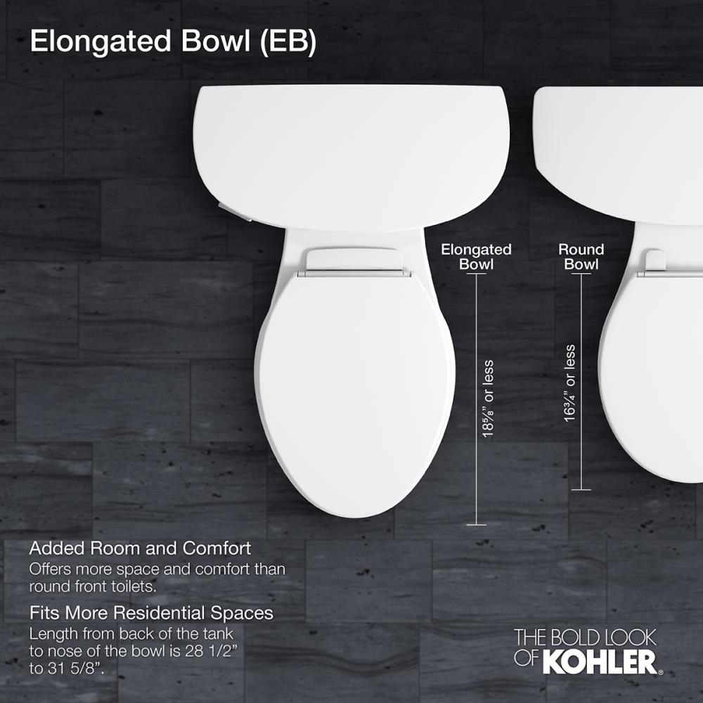 Taza de baño alargada de altura de silla en color almendra Highline de KOHLER con salida de 12 pulgadas K-22661-96