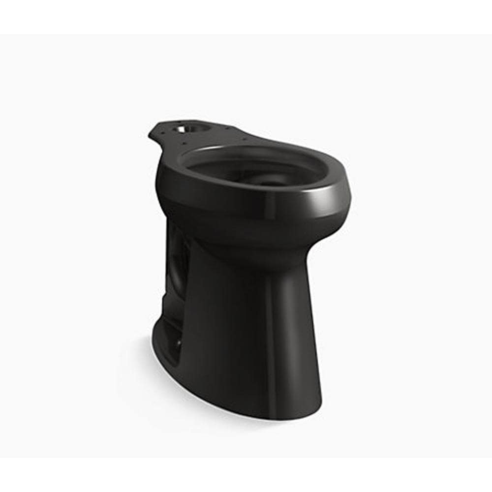 Taza de baño alargada de altura de silla en negro de la línea Highline de KOHLER con desagüe de 12 pulgadas - K-22661-7