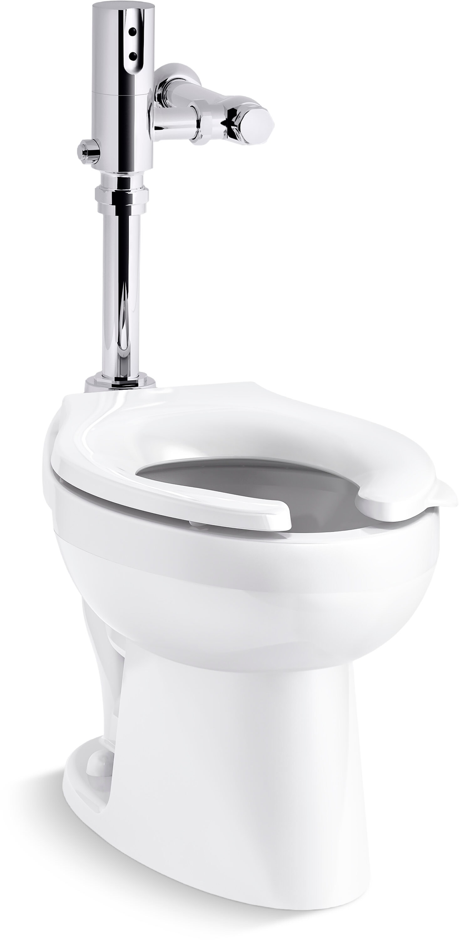 Taza de baño comercial alargada de altura estándar color blanco Ultra Wellcomme de KOHLER con descarga de 10 pulgadas - K-96053-0