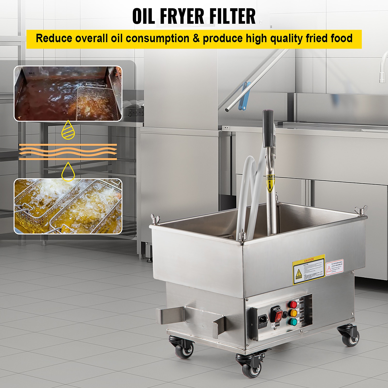 Filtro de aceite para freidora móvil de 22 L y freidora doble de 23 cuartos de capacidad con zonas de cocción antiadherentes.