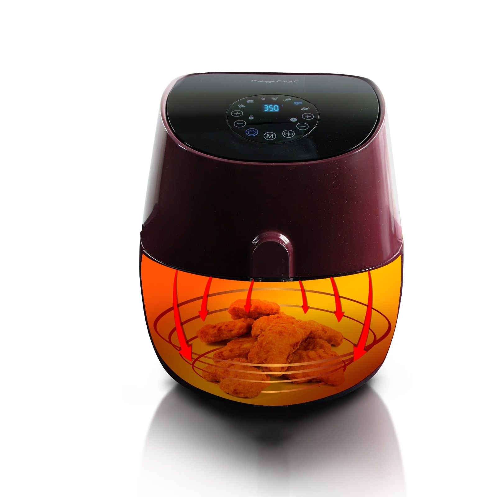 Freidora de aire digital roja de 3.5 cuartos MegaChef con 1 canasta
