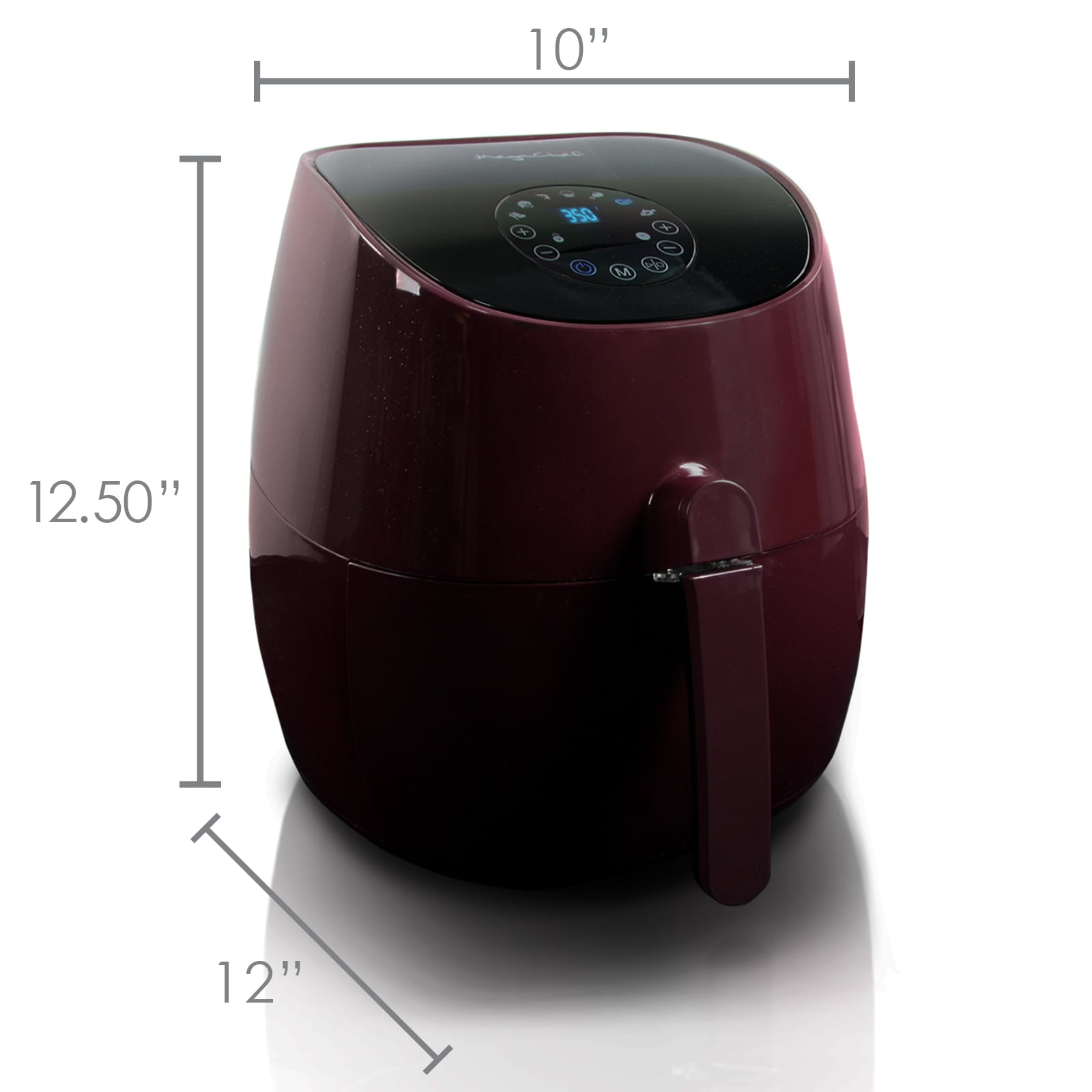 Freidora de aire digital roja de 3.5 cuartos MegaChef con 1 canasta