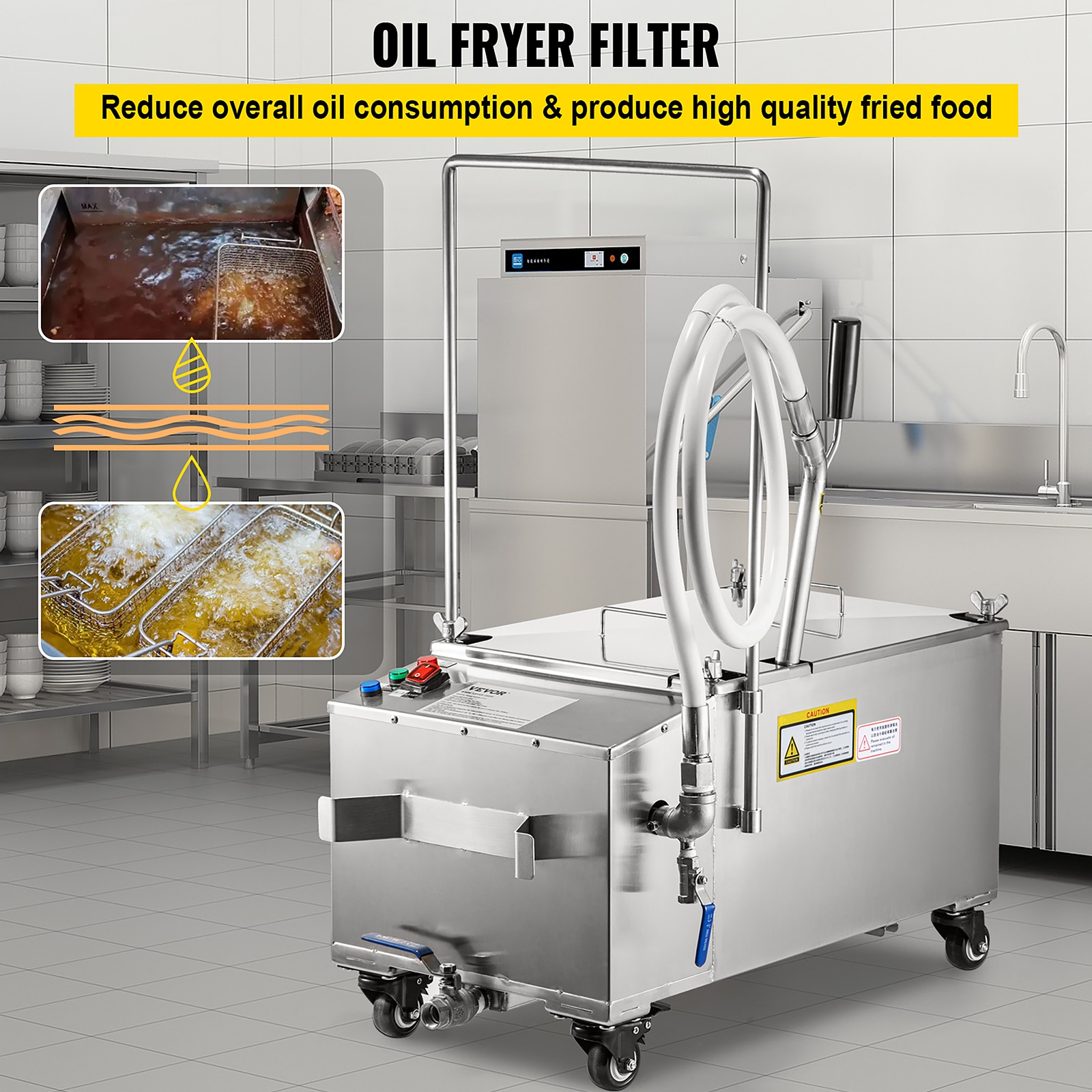 Filtro de aceite para freidora móvil de 40 litros con capacidad de 42 cuartos de freidoras doble zona antiadherente LF5-JYF1JZYGLQJG1V1