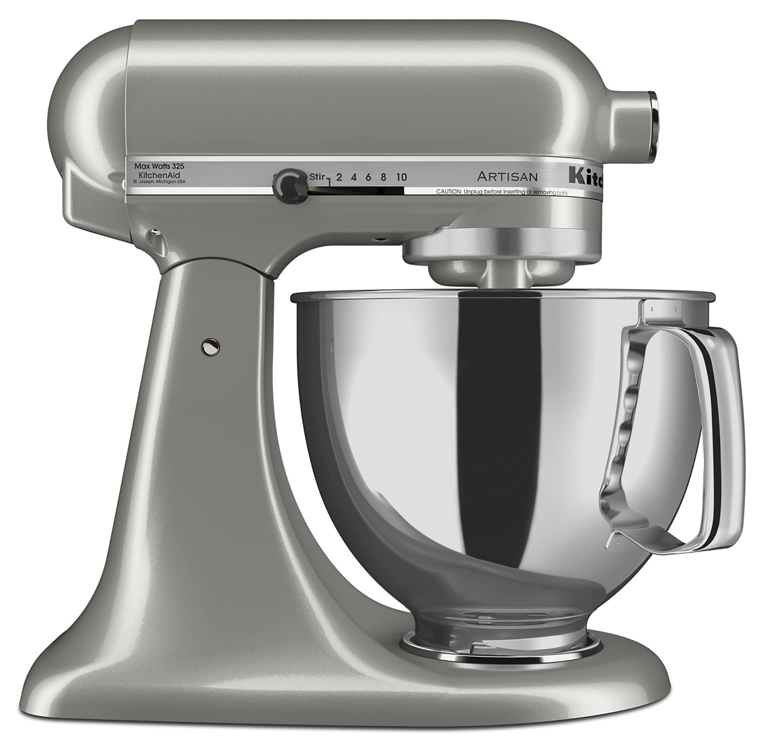Batidora de Pedestal KitchenAid Artisan Plata Contorneada de 5 Cuartos con Cabezal Basculante KSM150PSCU