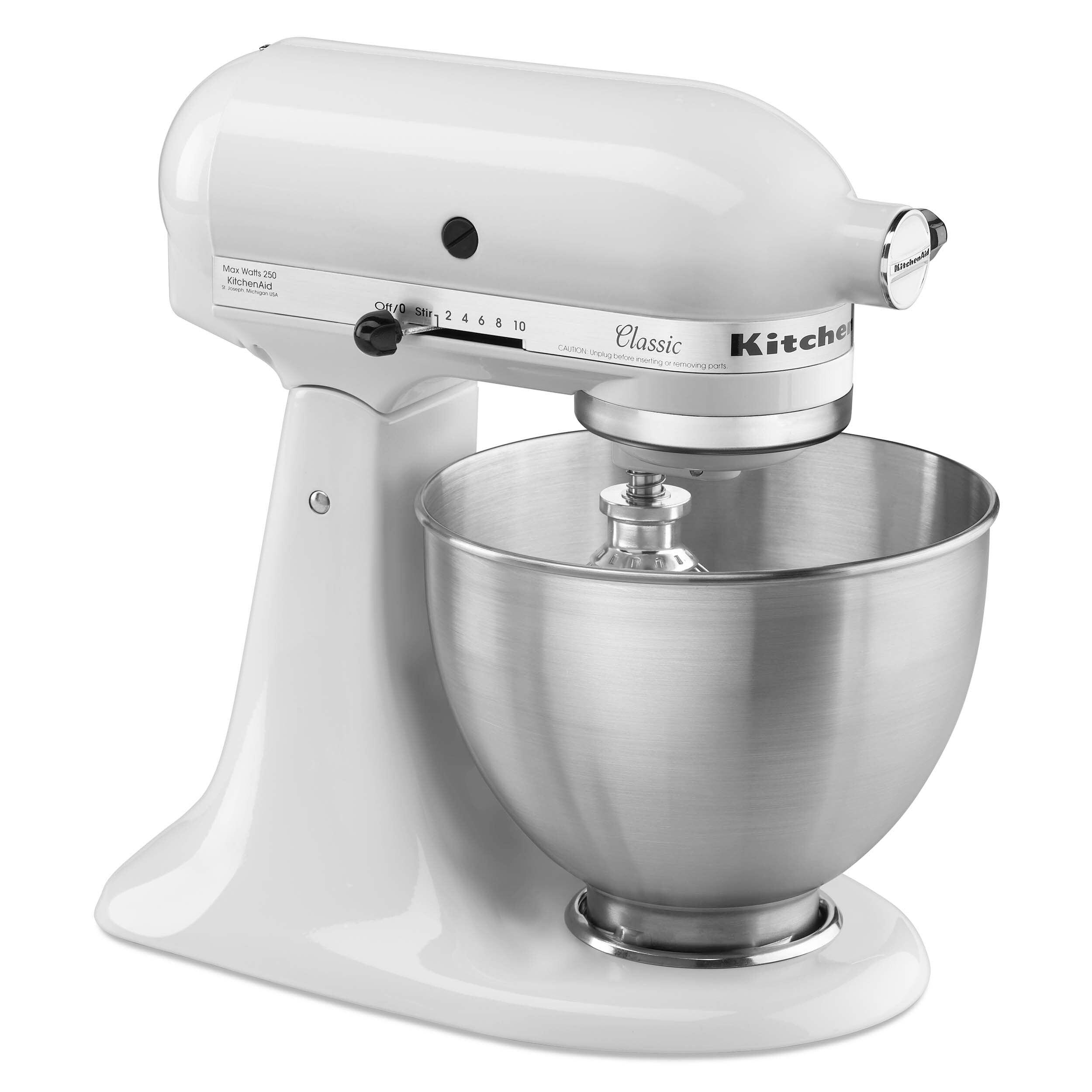 Batidora de pie inclinable KitchenAid Classic serie Blanca de 4.5 cuartos K45SSWH