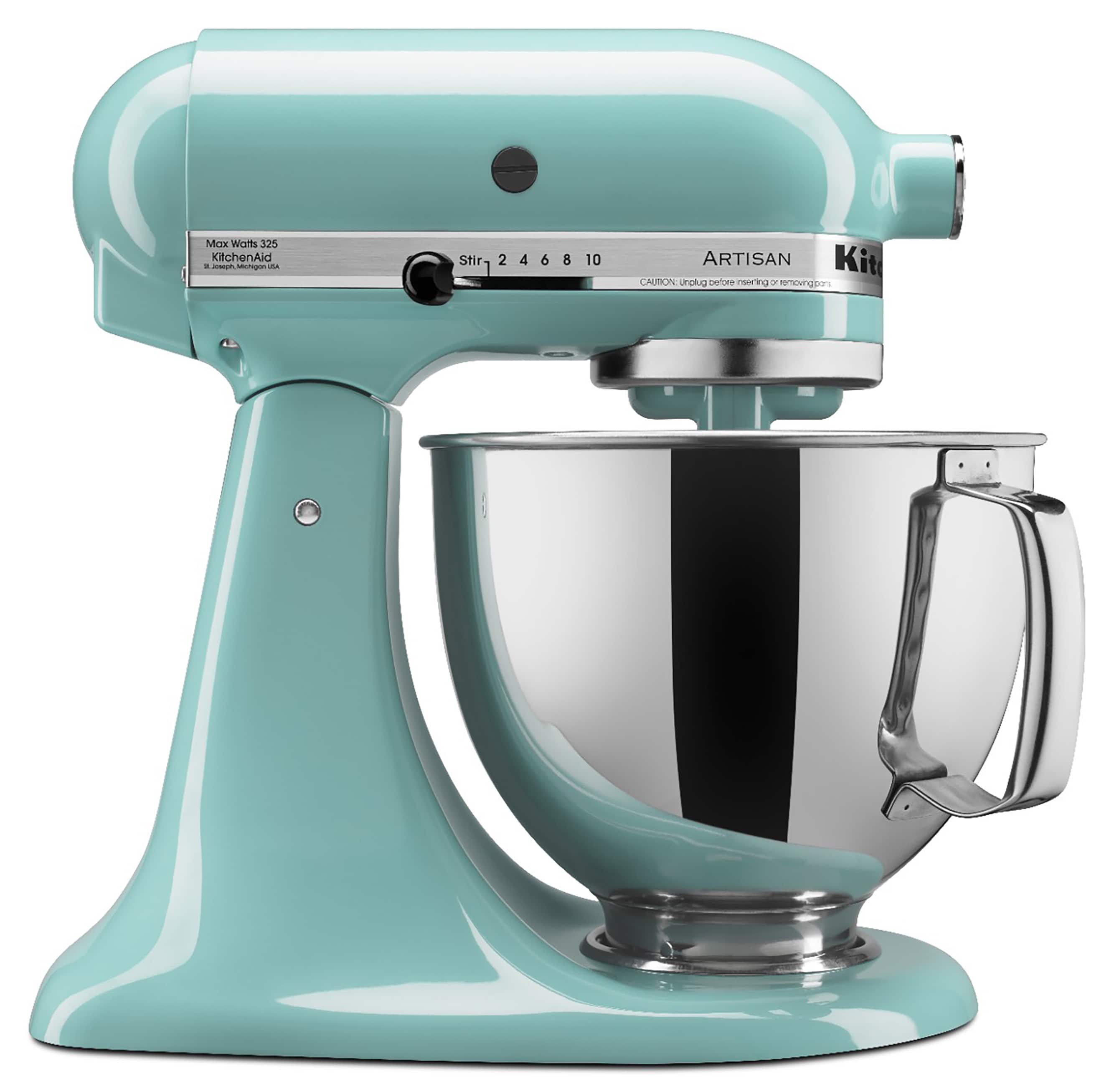 Batidora de pedestal inclinable KitchenAid Artisan Aqua Sky de 5 cuartos KSM150PSAQ