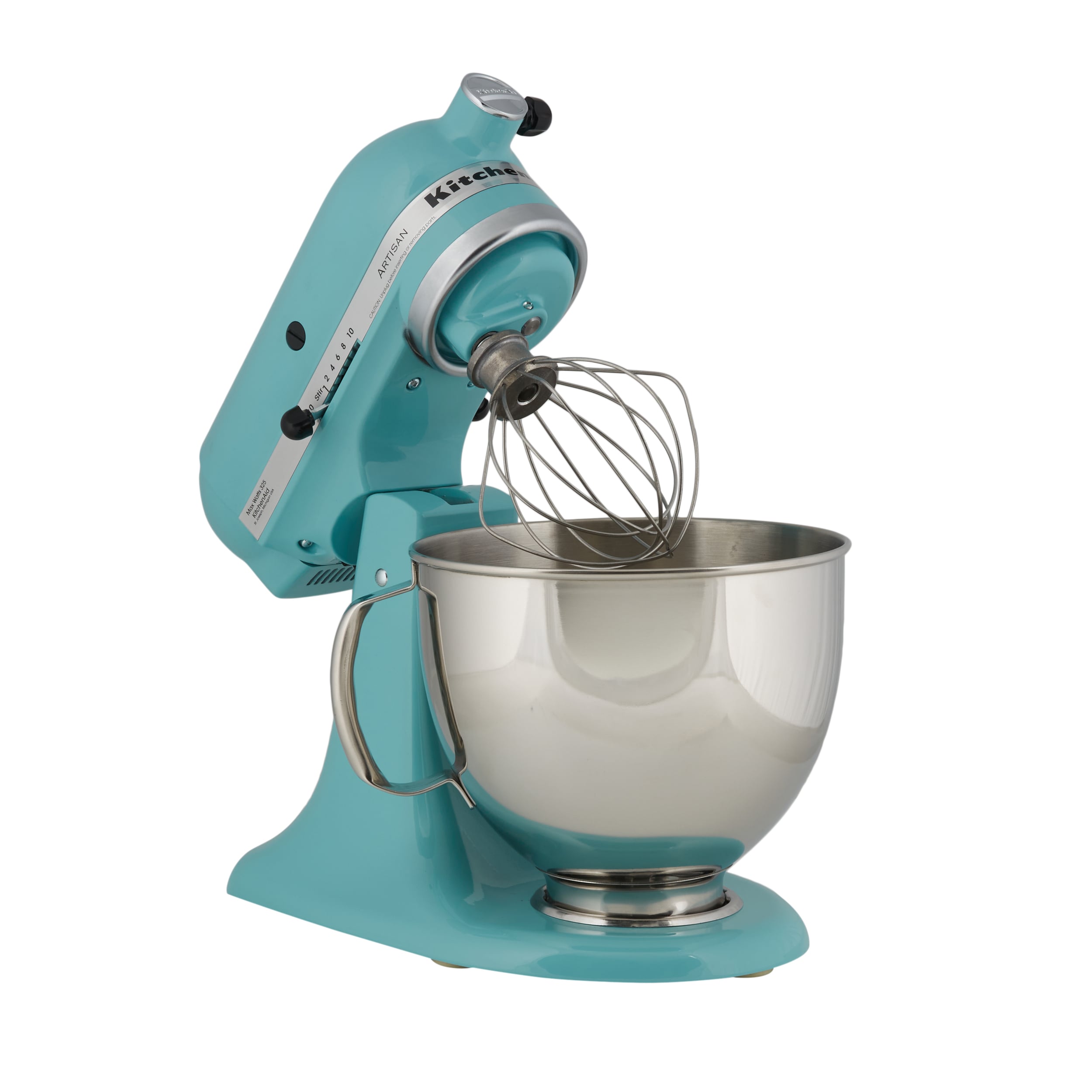 Batidora de pedestal inclinable KitchenAid Artisan Aqua Sky de 5 cuartos KSM150PSAQ
