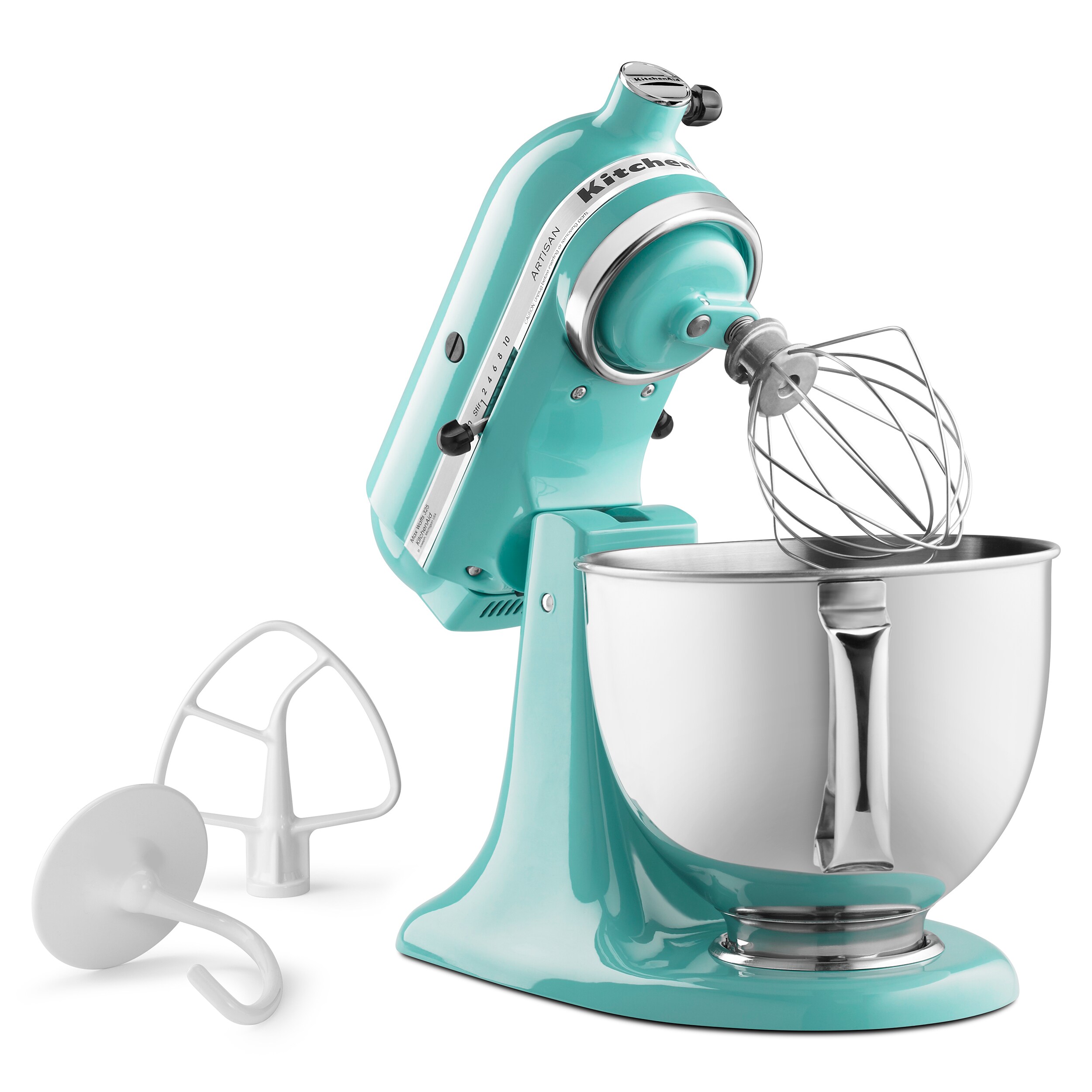 Batidora de pedestal inclinable KitchenAid Artisan Aqua Sky de 5 cuartos KSM150PSAQ