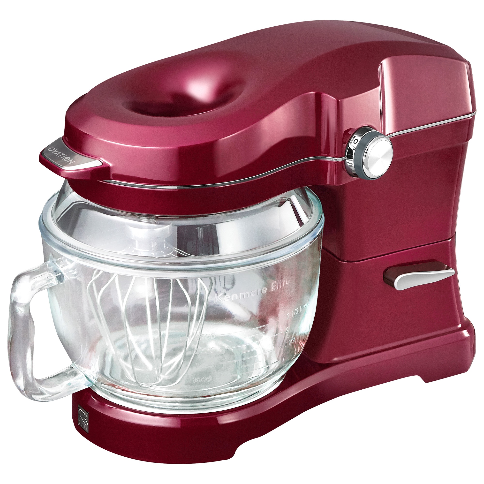 Batidora de pie inclinable Kenmore Elite Heavy-Duty de 500 vatios en rojo ovación de 5 cuartos para uso comercial o residencial.