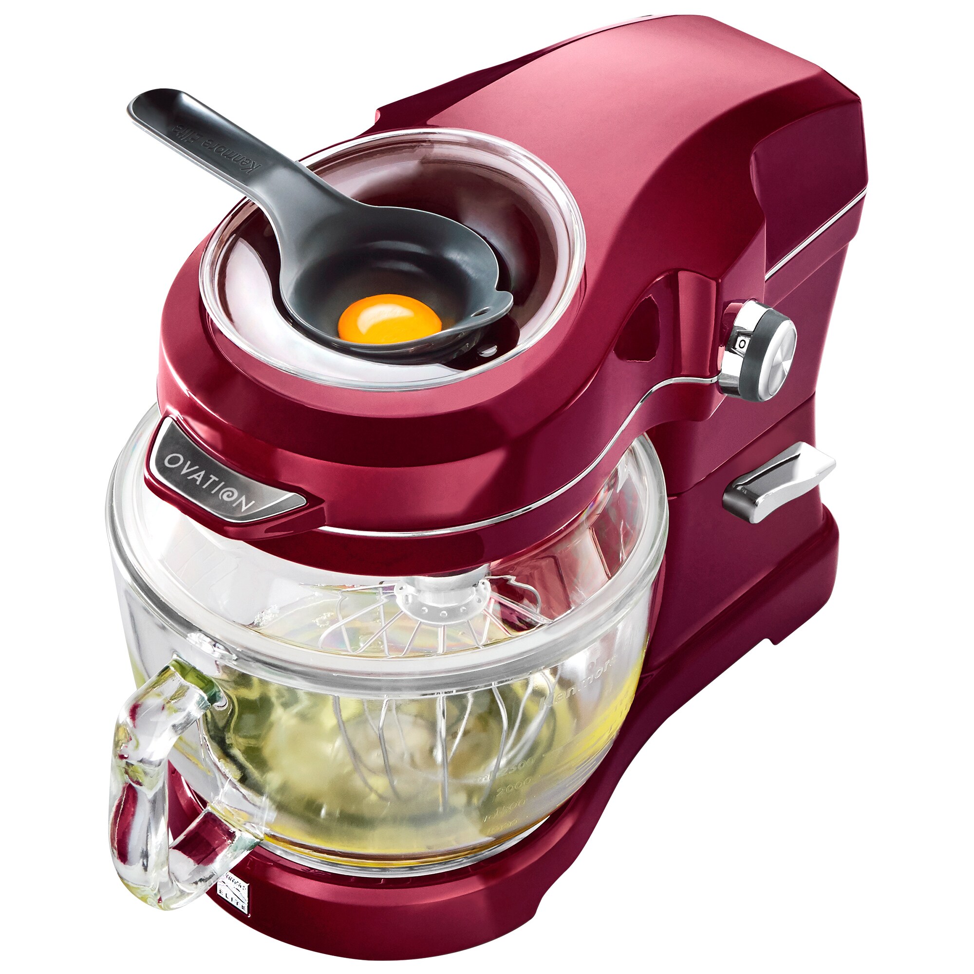 Batidora de pie inclinable Kenmore Elite Heavy-Duty de 500 vatios en rojo ovación de 5 cuartos para uso comercial o residencial.