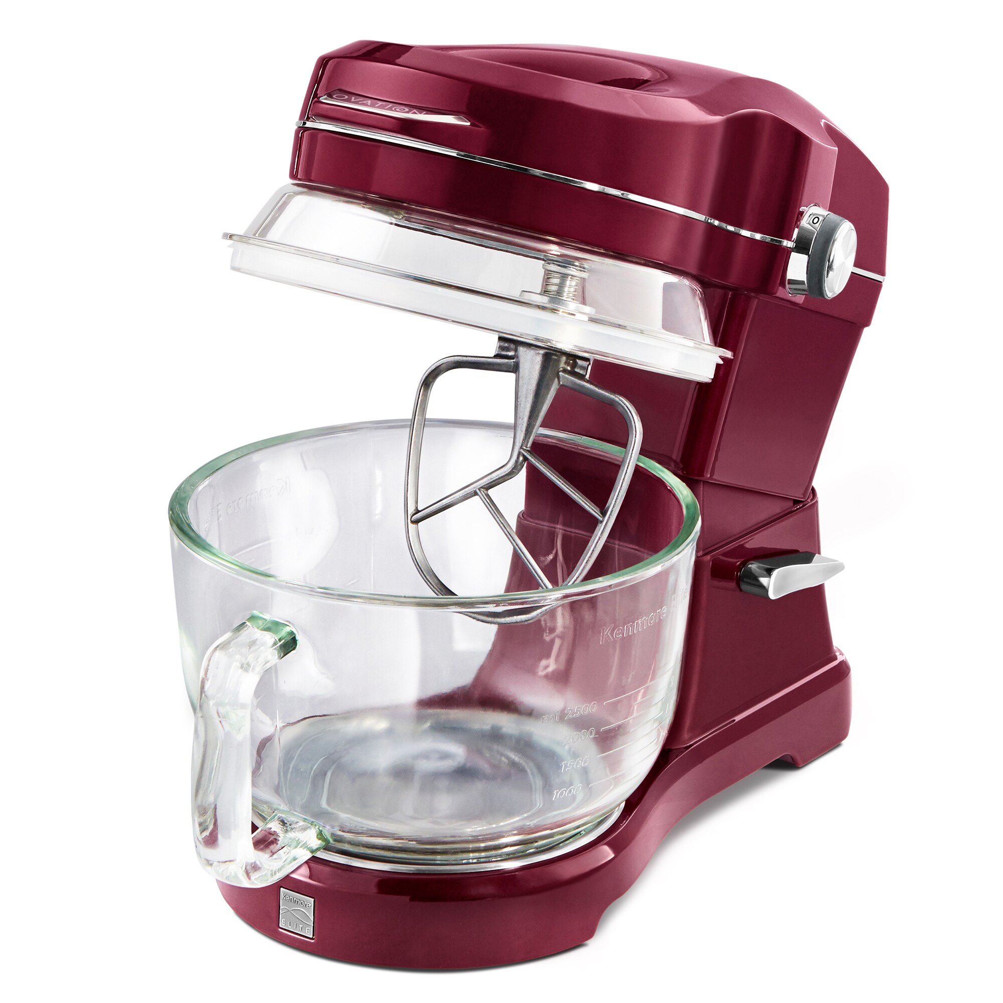 Batidora de pie inclinable Kenmore Elite Heavy-Duty de 500 vatios en rojo ovación de 5 cuartos para uso comercial o residencial.