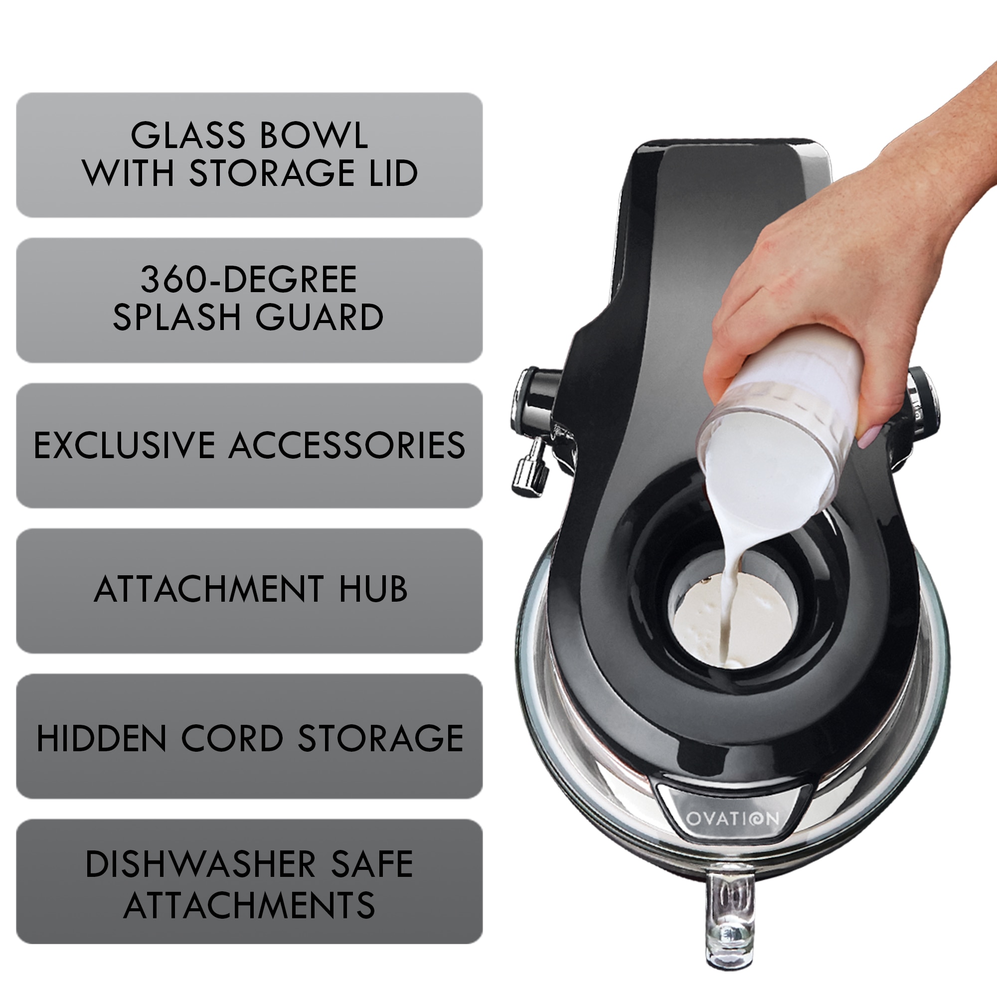 Batidora de pie inclinable Kenmore Elite Heavy-Duty de 500 vatios con vertido patentado desde arriba en Gris Ovation de 5 cuartos para uso comercial o residencial.