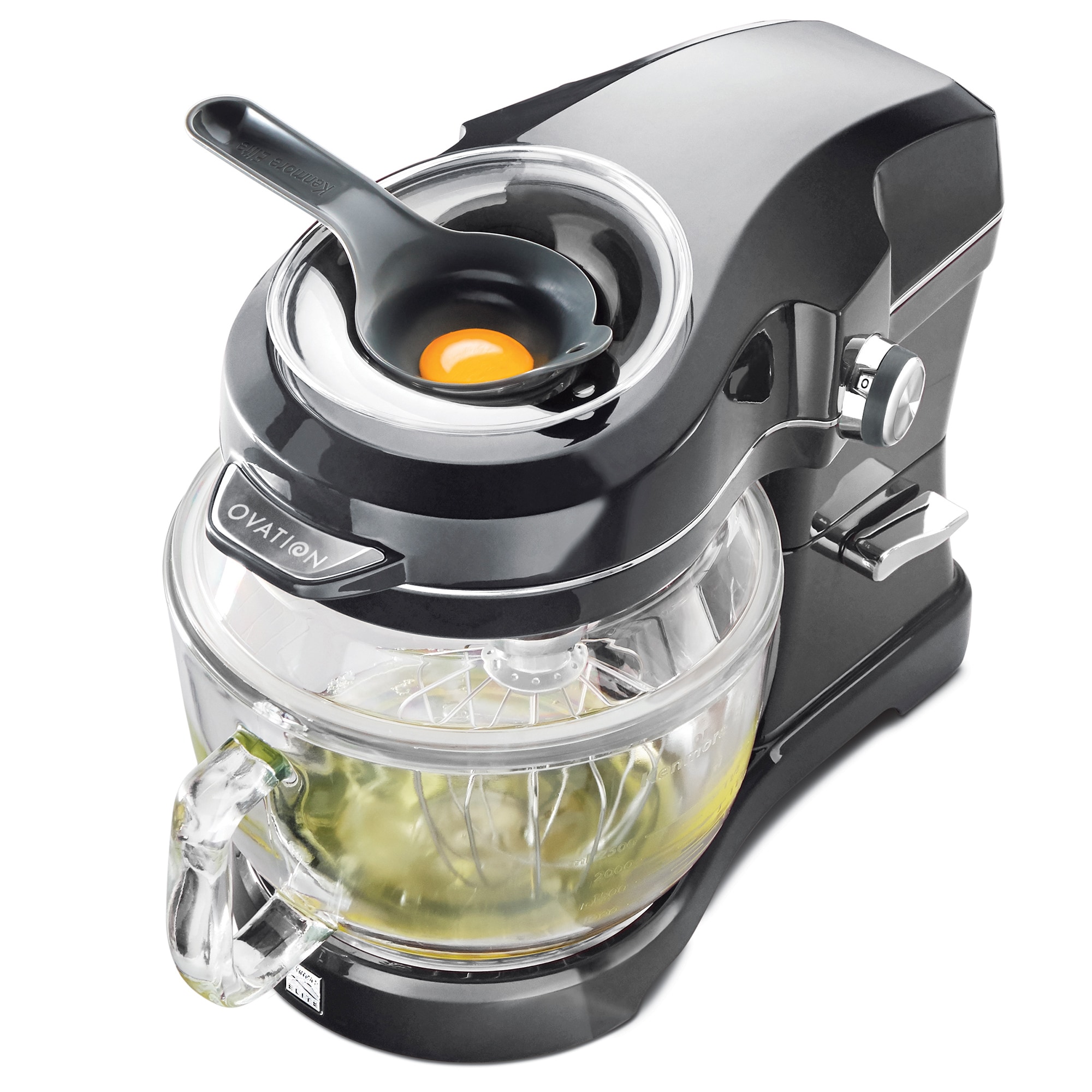 Batidora de pie inclinable Kenmore Elite Heavy-Duty de 500 vatios con vertido patentado desde arriba en Gris Ovation de 5 cuartos para uso comercial o residencial.