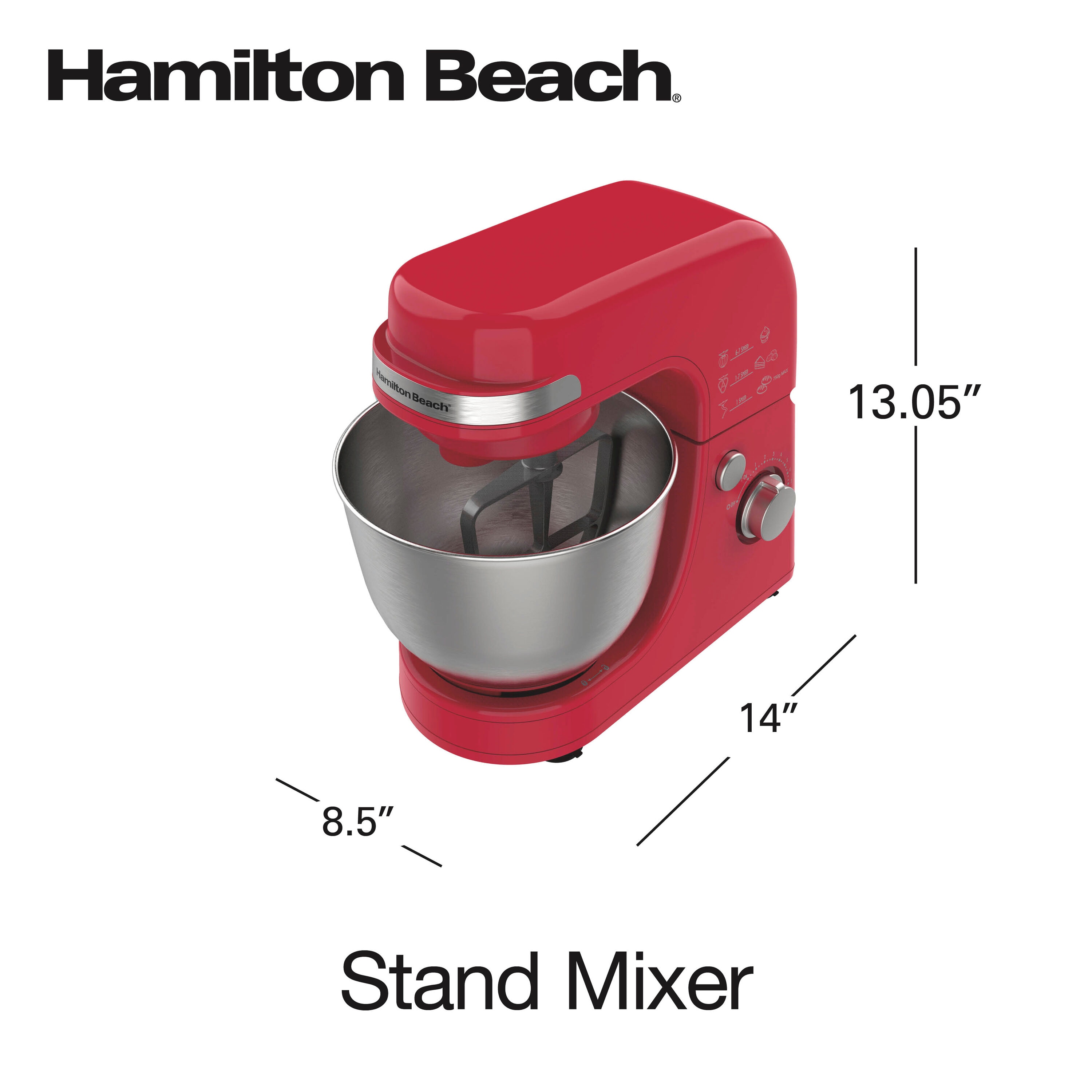 Batidora de pedestal inclinable de 4 cuartos en rojo de Hamilton Beach