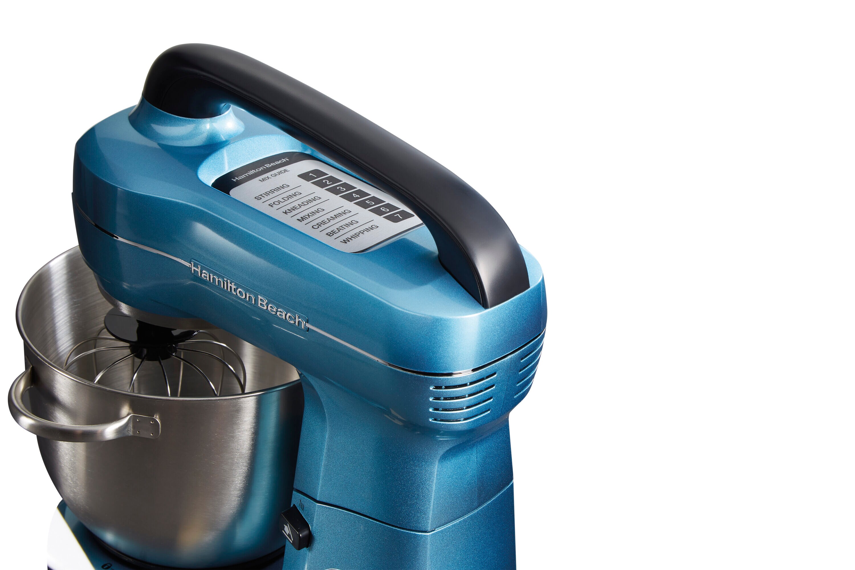 Batidora de pedestal inclinable azul de 4 cuartos de Hamilton Beach 63393G