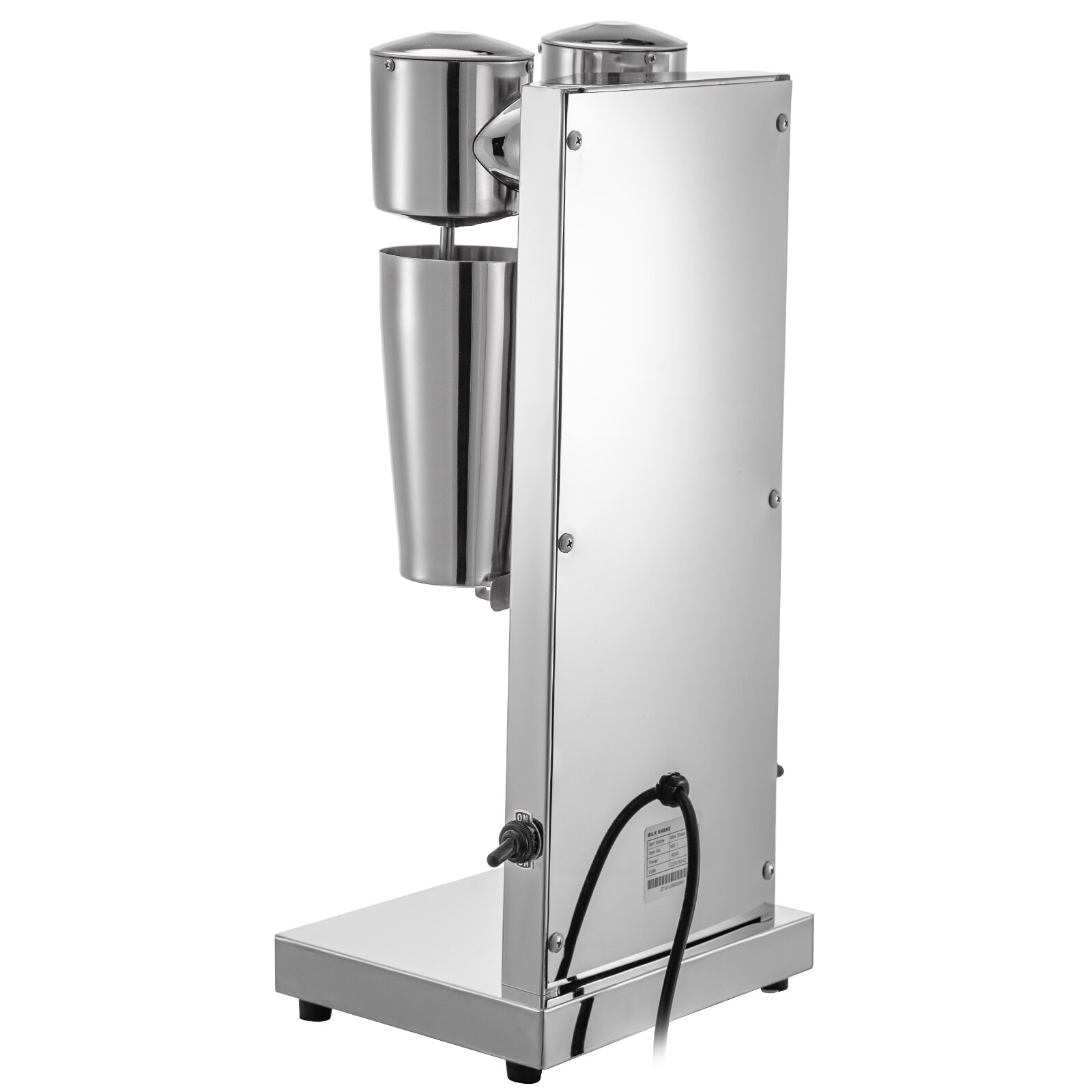 Mezcladora de Batidos Eléctrica de Doble Cabezal de 180W de Acero Inoxidable para Batidos de Leche Comercial/Residencial con Inclinación de Cabeza 0.84 Litros