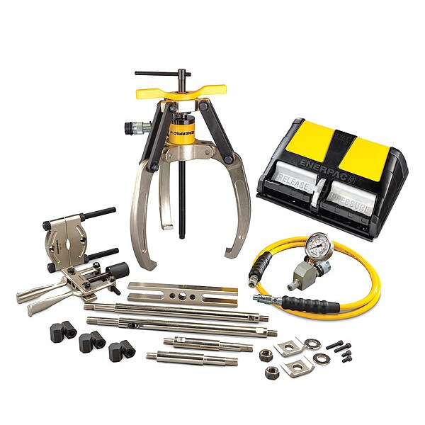 Enerpac LGHMS314A, 14 Ton, 3 Jaw, Hydraulic Lock-Grip Master Puller Set with Air Pump - LGHMS314A