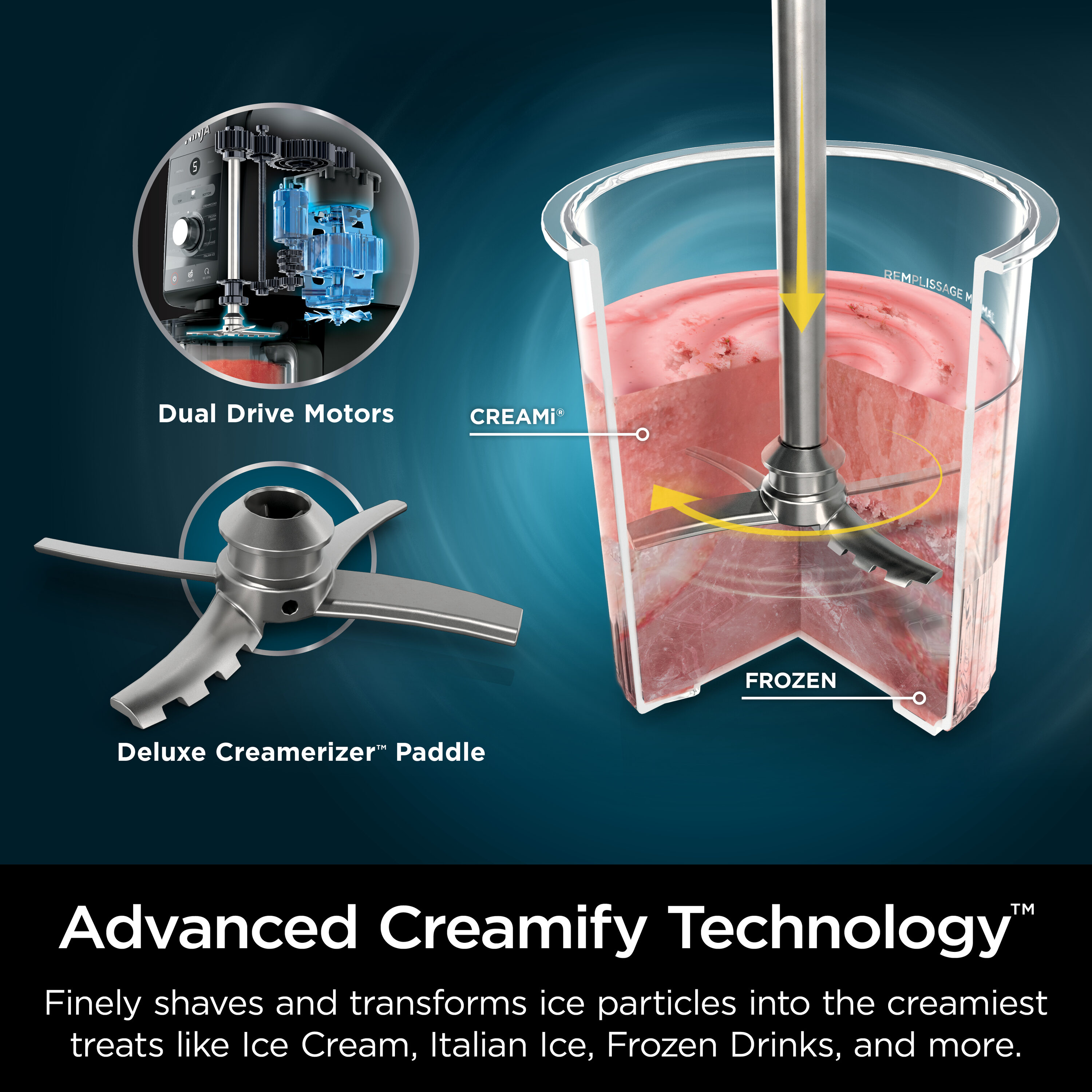 Fabricador de postres congelados Ninja Creami Deluxe 11 en 1 de 0.75 cuartos de galón (hace: Helado, Sorbete, Yogur Congelado, Helado tipo Soft-Serve) NC501