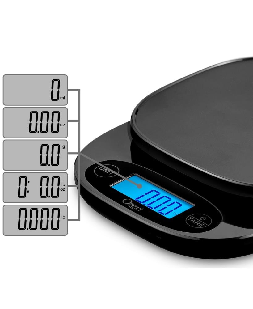 Báscula de Cocina Digital Operada con Pilas en Color Negro Ozeri ZK420-B
