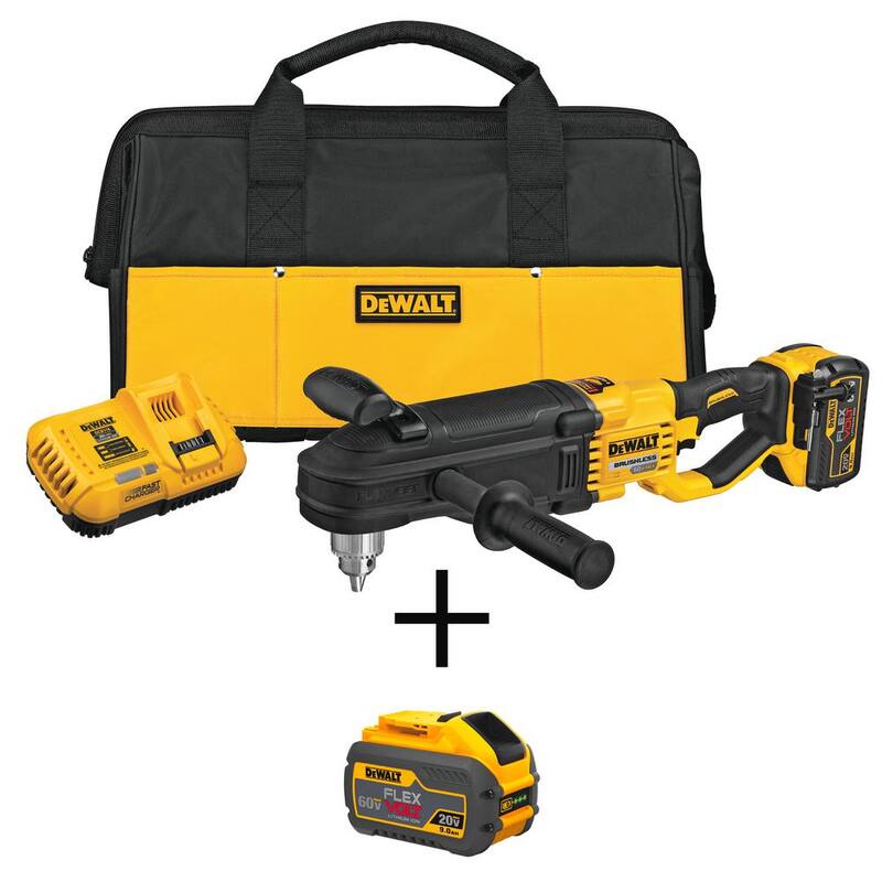DEWALT FLEXVOLT 60V MAX Taladro inalámbrico en línea de 1/2 pulgadas para montantes y vigas con E-Clutch y (2) Baterías FLEXVOLT 9.0Ah - DCD470X1W609