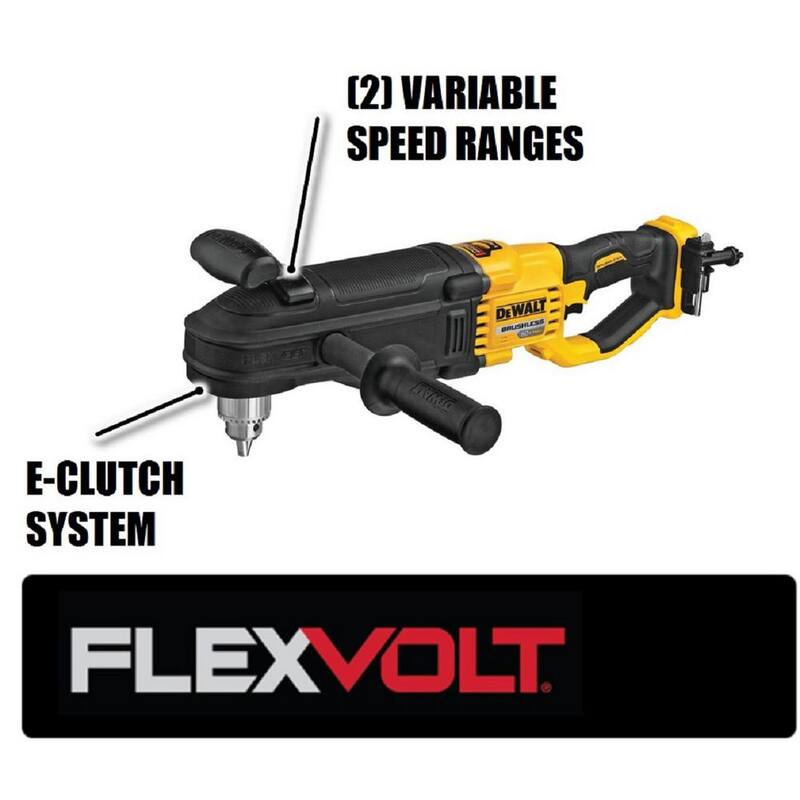 DEWALT FLEXVOLT 60V MAX Taladro inalámbrico en línea de 1/2 pulgadas para montantes y vigas con E-Clutch y (2) Baterías FLEXVOLT 9.0Ah - DCD470X1W609