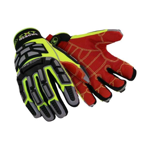 Guantes Hexarmor de seguridad, Nivel de corte A8, Negro, Verde de alta visibilidad, Rojo, S - 4011-S (7)