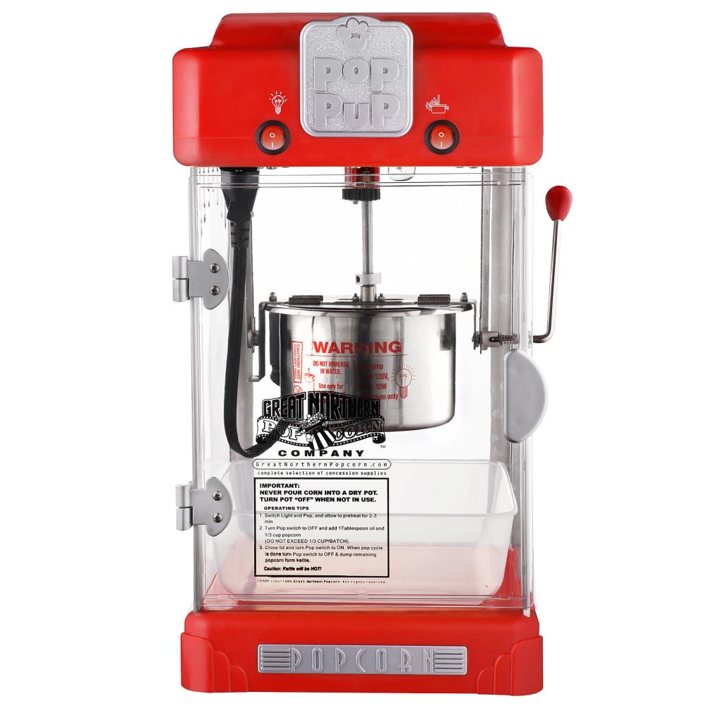 Máquina de palomitas de maíz para la encimera con aceite rojo de 0.5 tazas de Great Northern Popcorn 253146VWR.