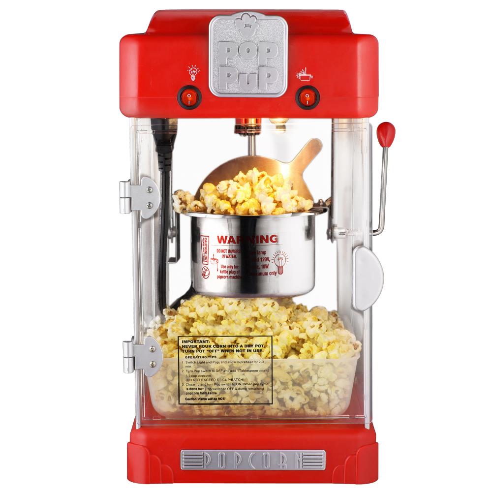 Máquina de palomitas de maíz para la encimera con aceite rojo de 0.5 tazas de Great Northern Popcorn 253146VWR.