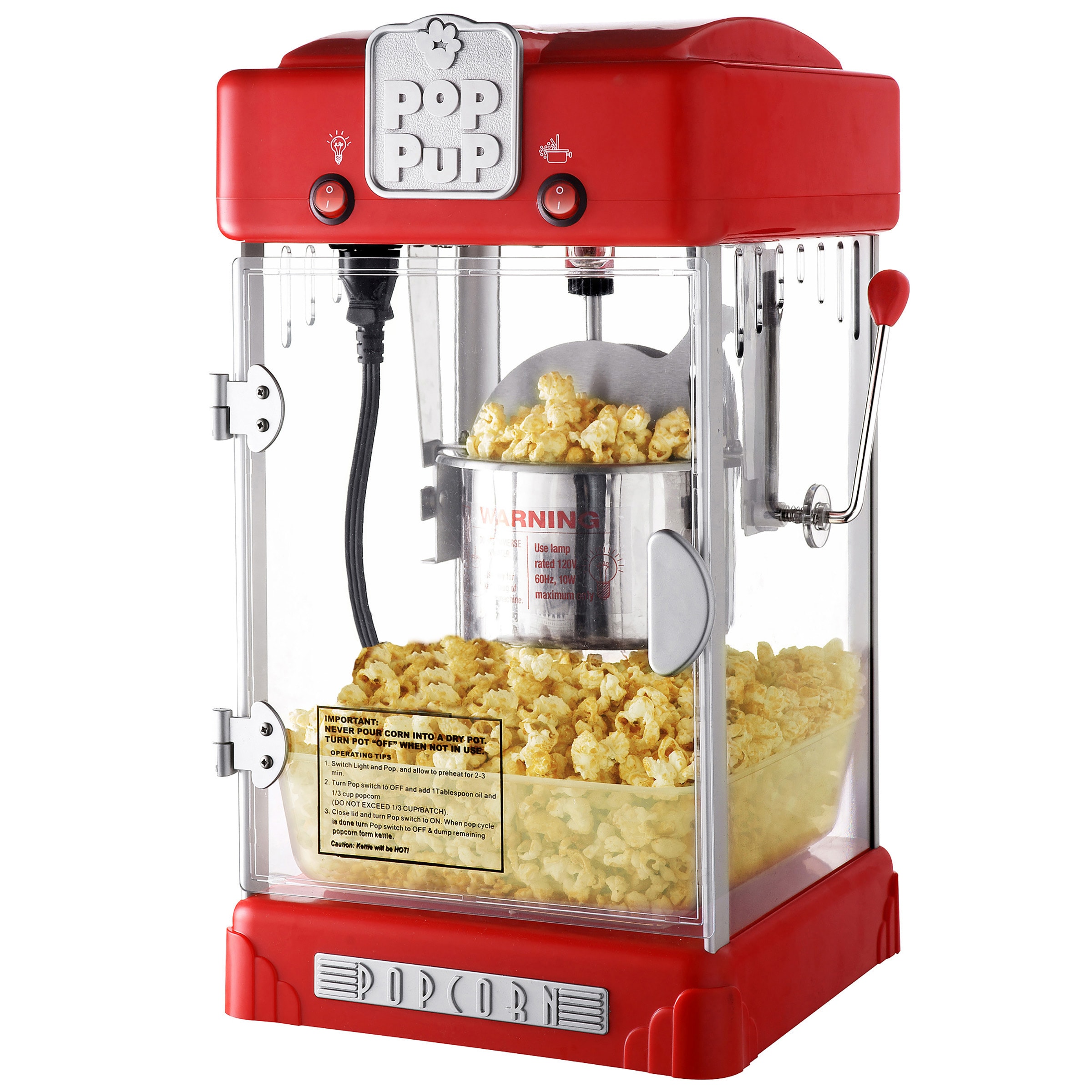 Máquina de palomitas de maíz para la encimera con aceite rojo de 0.5 tazas de Great Northern Popcorn 253146VWR.