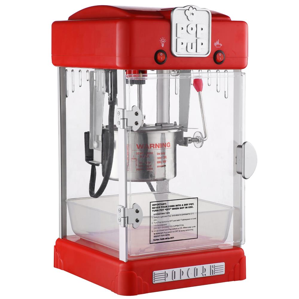 Máquina de palomitas de maíz para la encimera con aceite rojo de 0.5 tazas de Great Northern Popcorn 253146VWR.