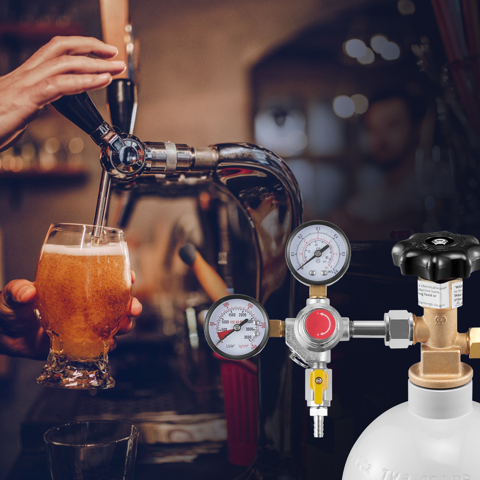 Válvula de control de doble medición de gases con regulador de dióxido de carbono SVOPESYJDJQ2101275V0